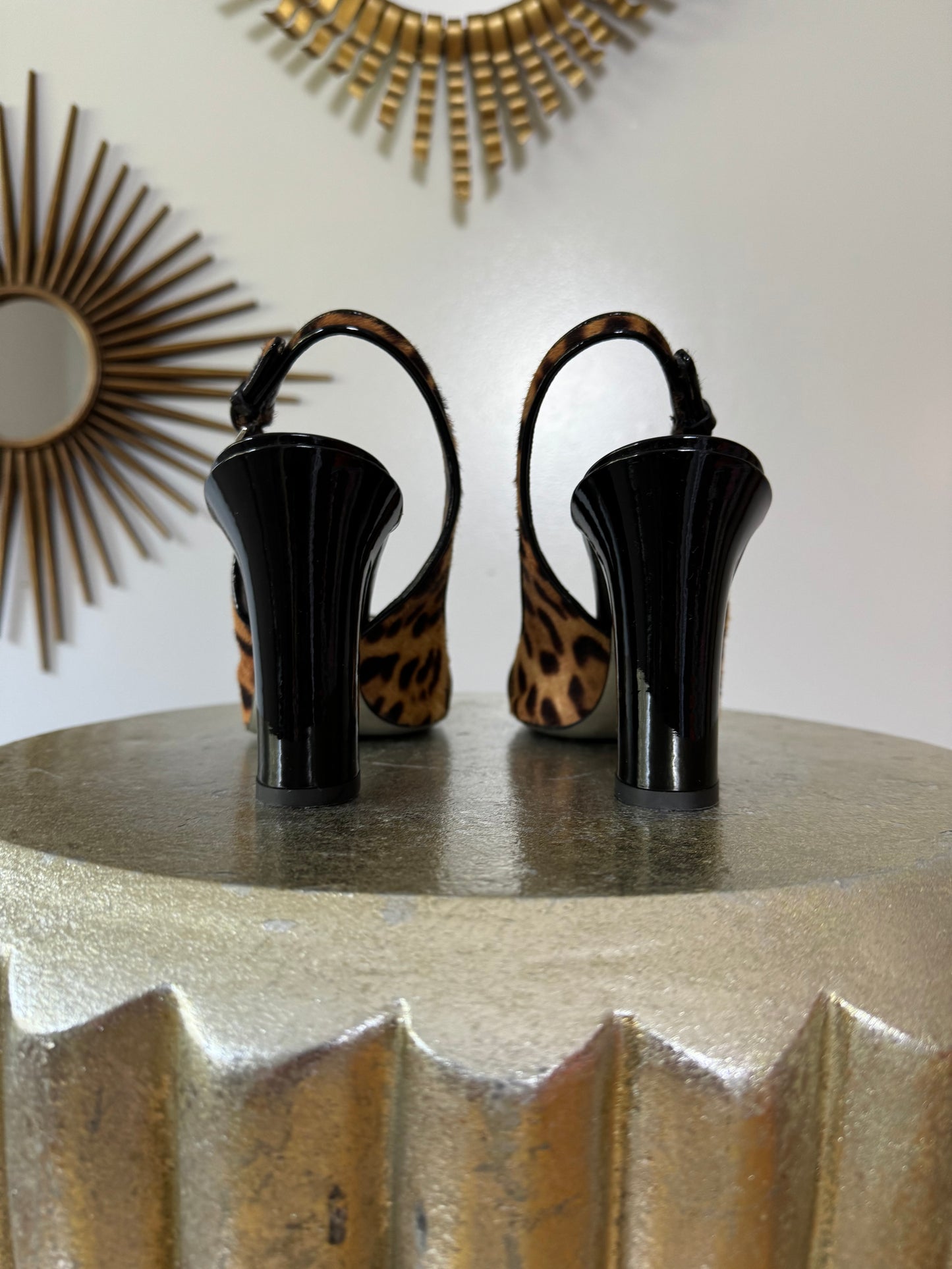 Dolce & Gabbana -  Brown Leopard Slingback Pumps