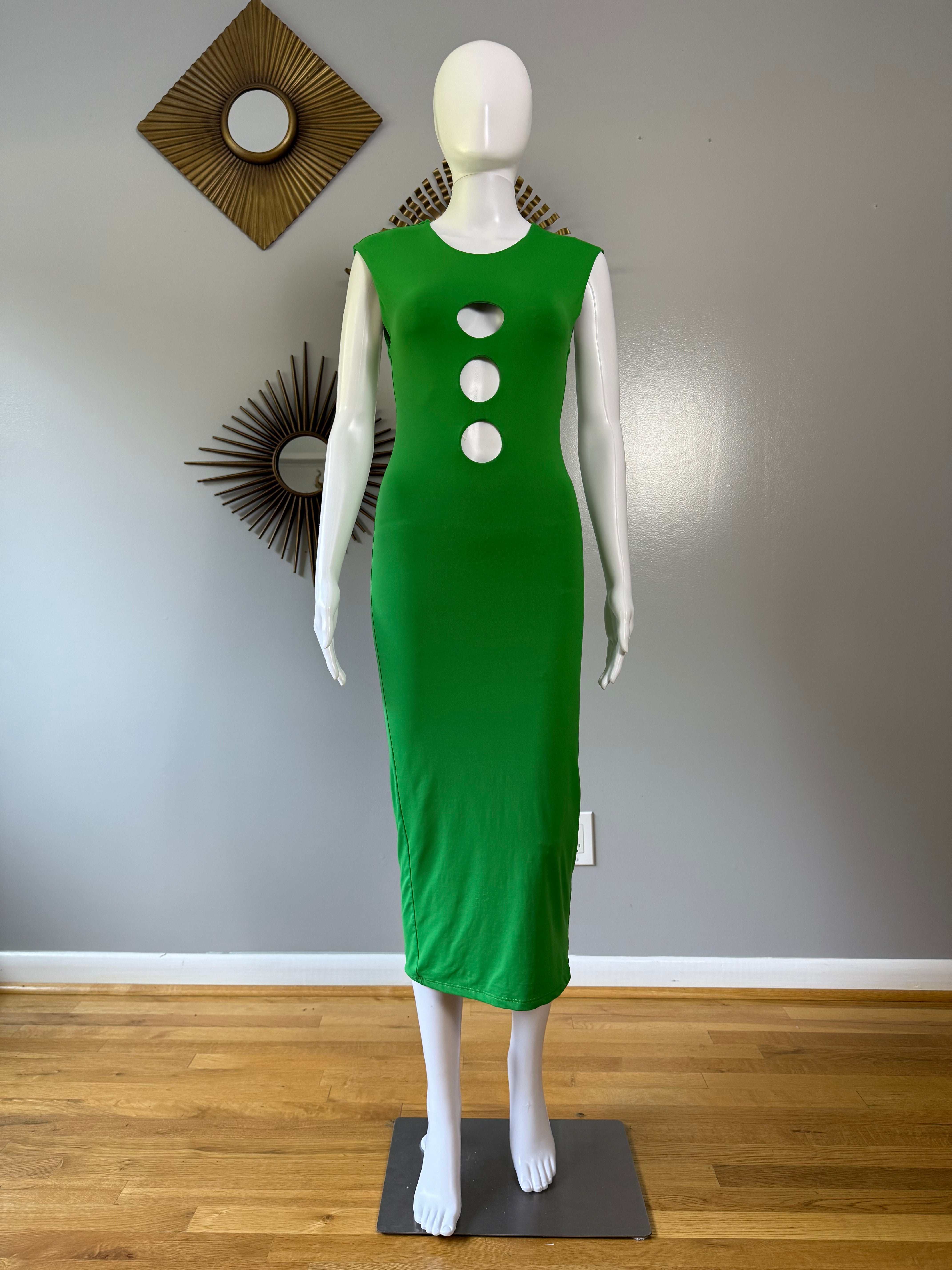 Zara Green Cutout Midi Dress – Vacation / Brunch Outfit – Chic Couture Closet ATL