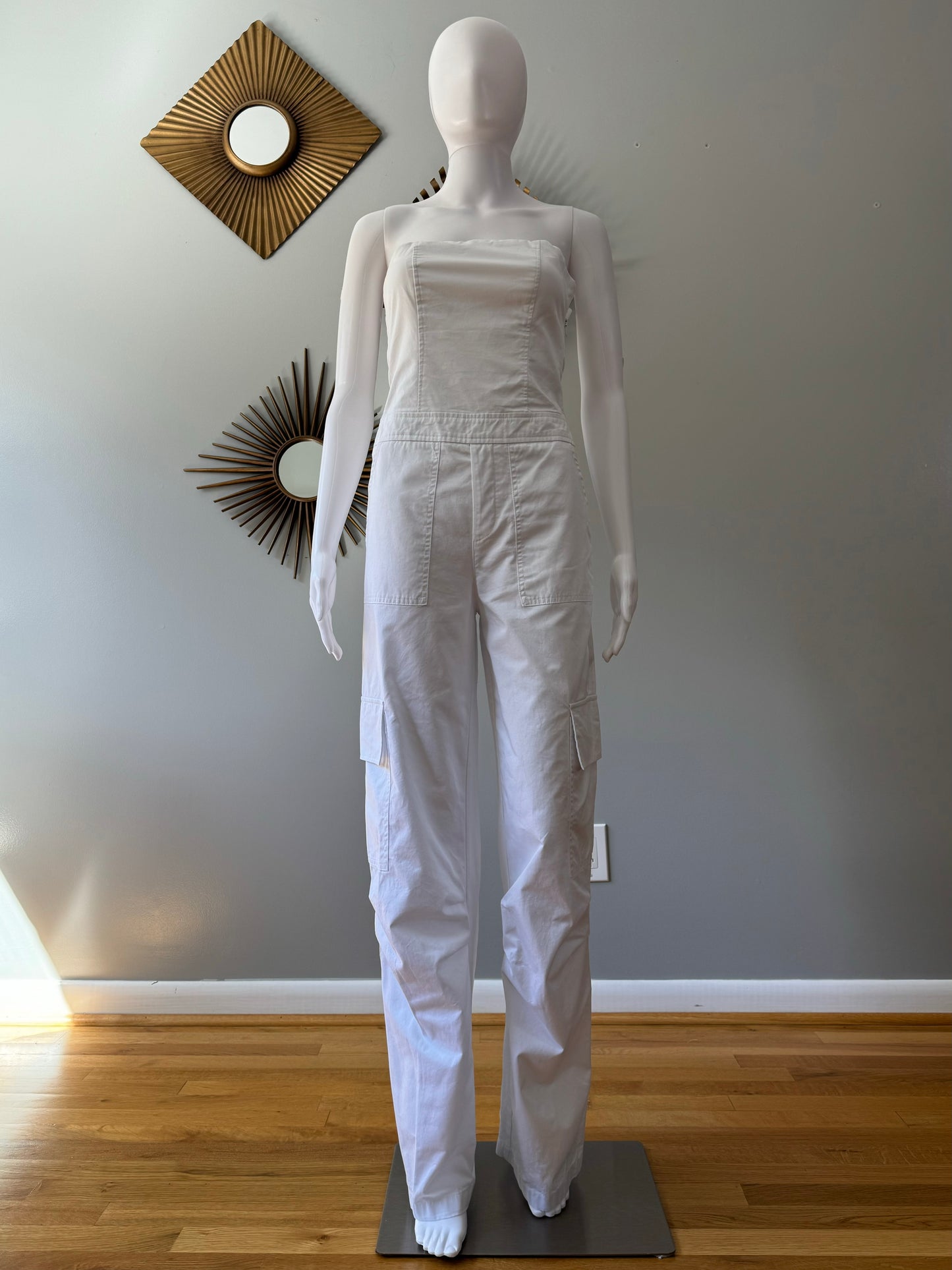 ZARA - White Strapless Cargo Jumpsuit
