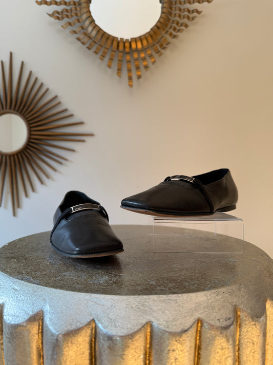 FENDI - Black Leather Mary Jane Flats