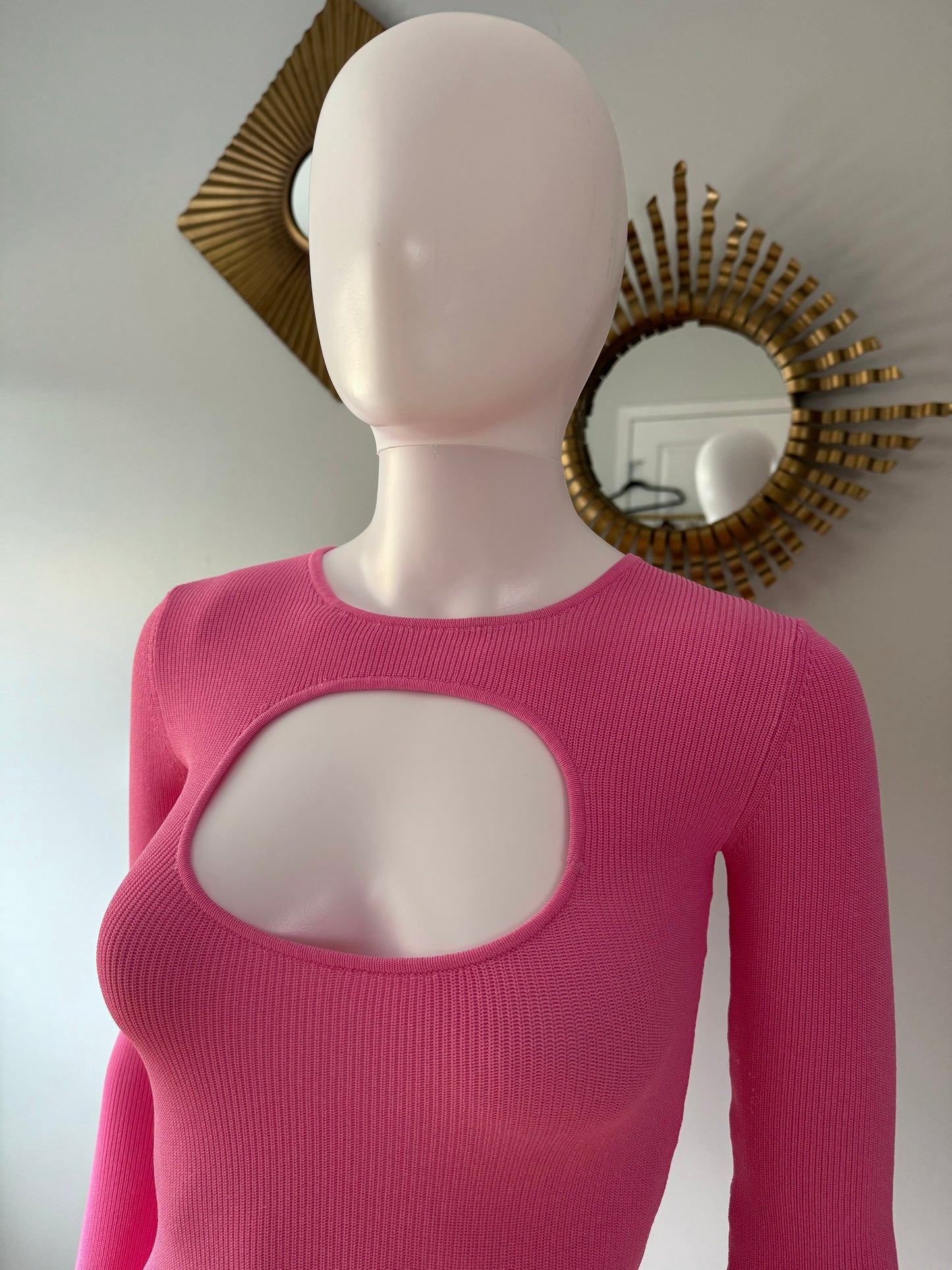 ZARA - Pink Front Keyhole Maxi Dress