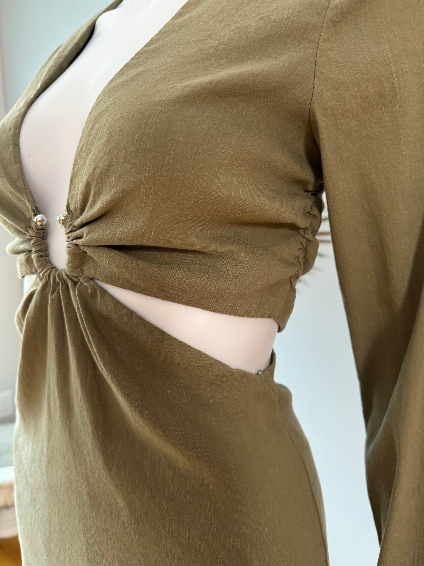 ZARA - Green Deep V Mini Dress