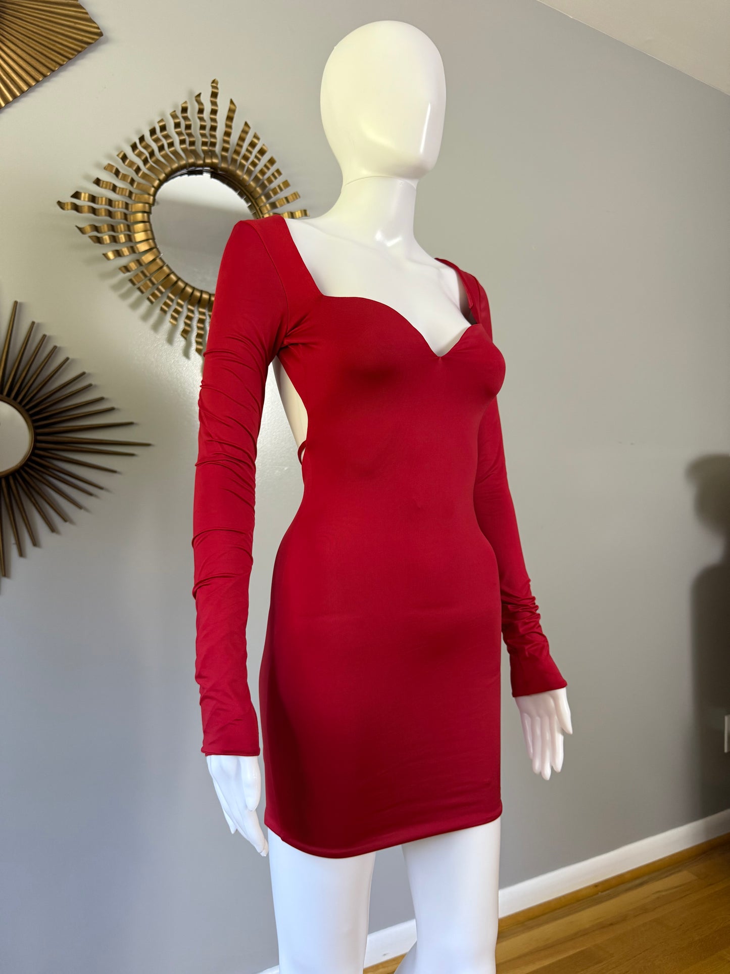 Oh Polly - Red Demelza Heart Mini Dress