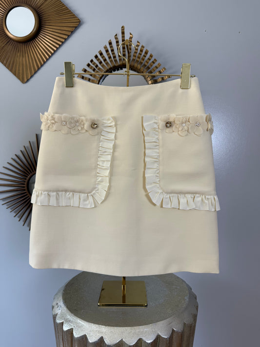 FENDI - Beige Floral Appliqué Skirt