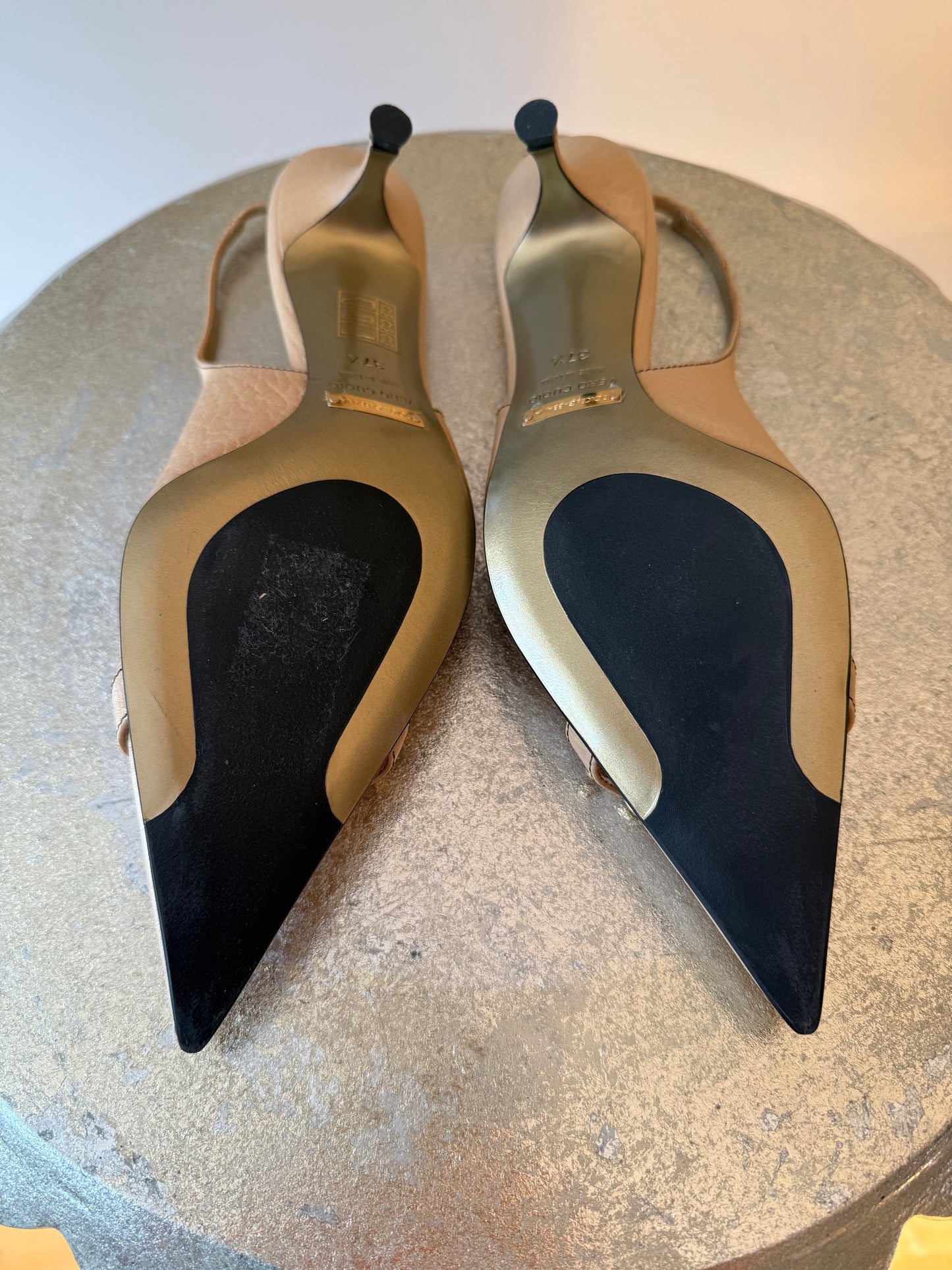 Dolce & Gabbana - Beige Leather Slingback Pumps