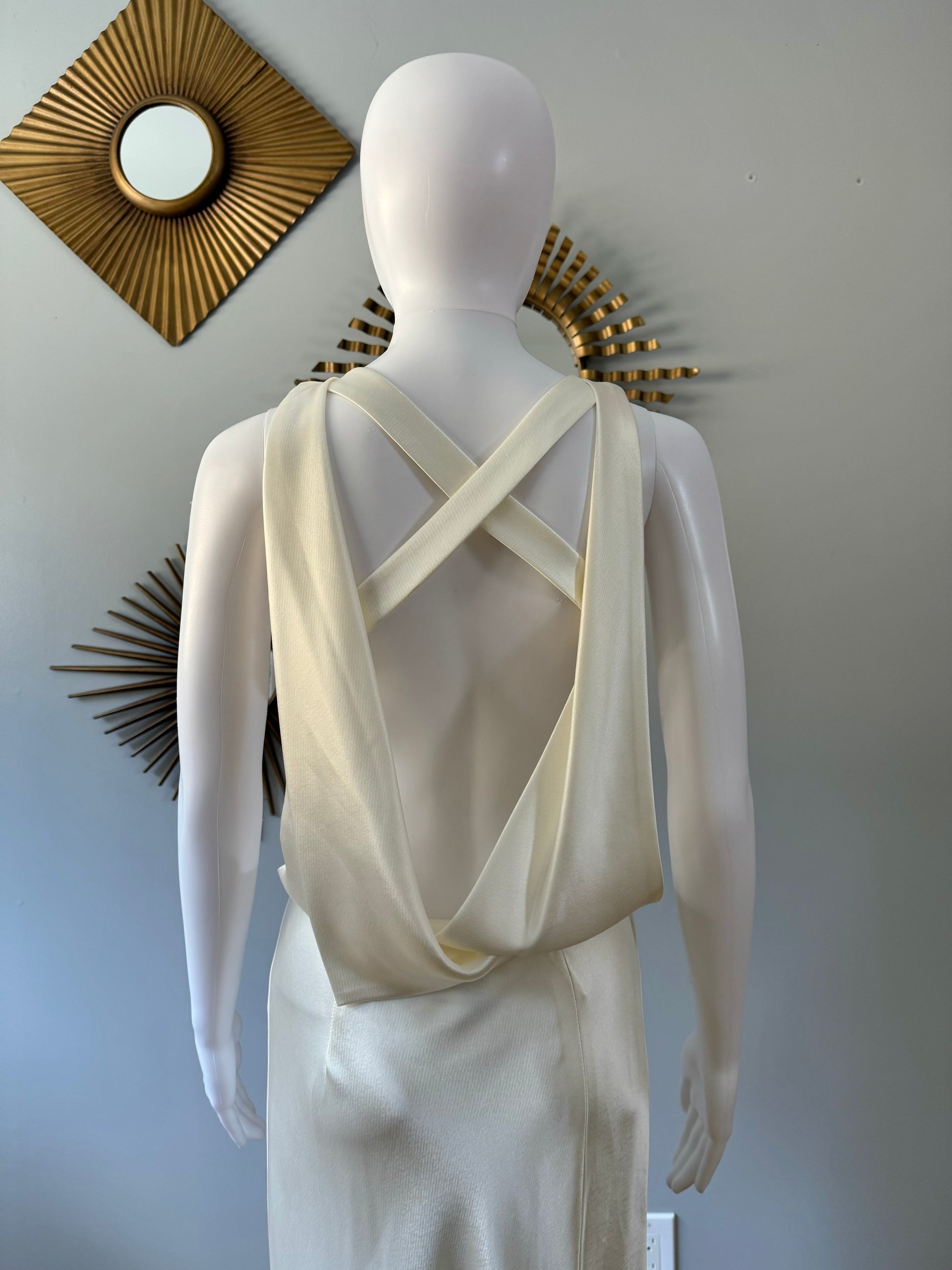 A.B.S by Allen Schwartz - Ivory Gown w/ Open Back-Chic Couture Closet ATL