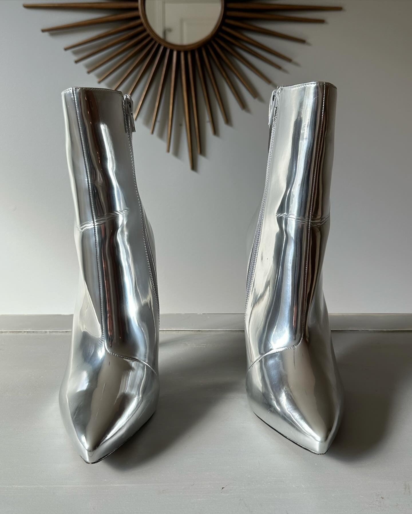 ALDO - Botines de tacón plateados