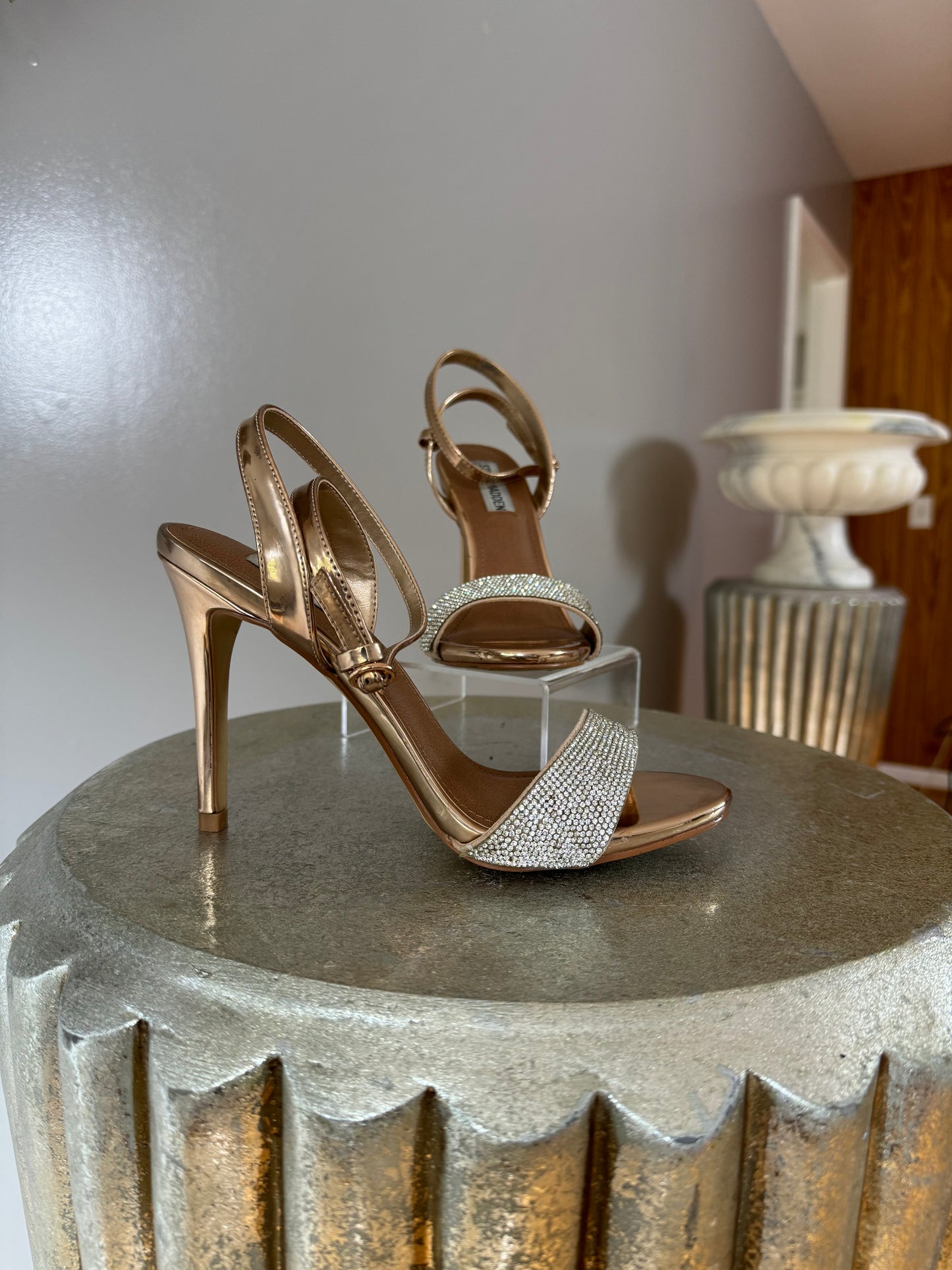 Steve Madden - Rose Gold Rhinestone Embellished Heels