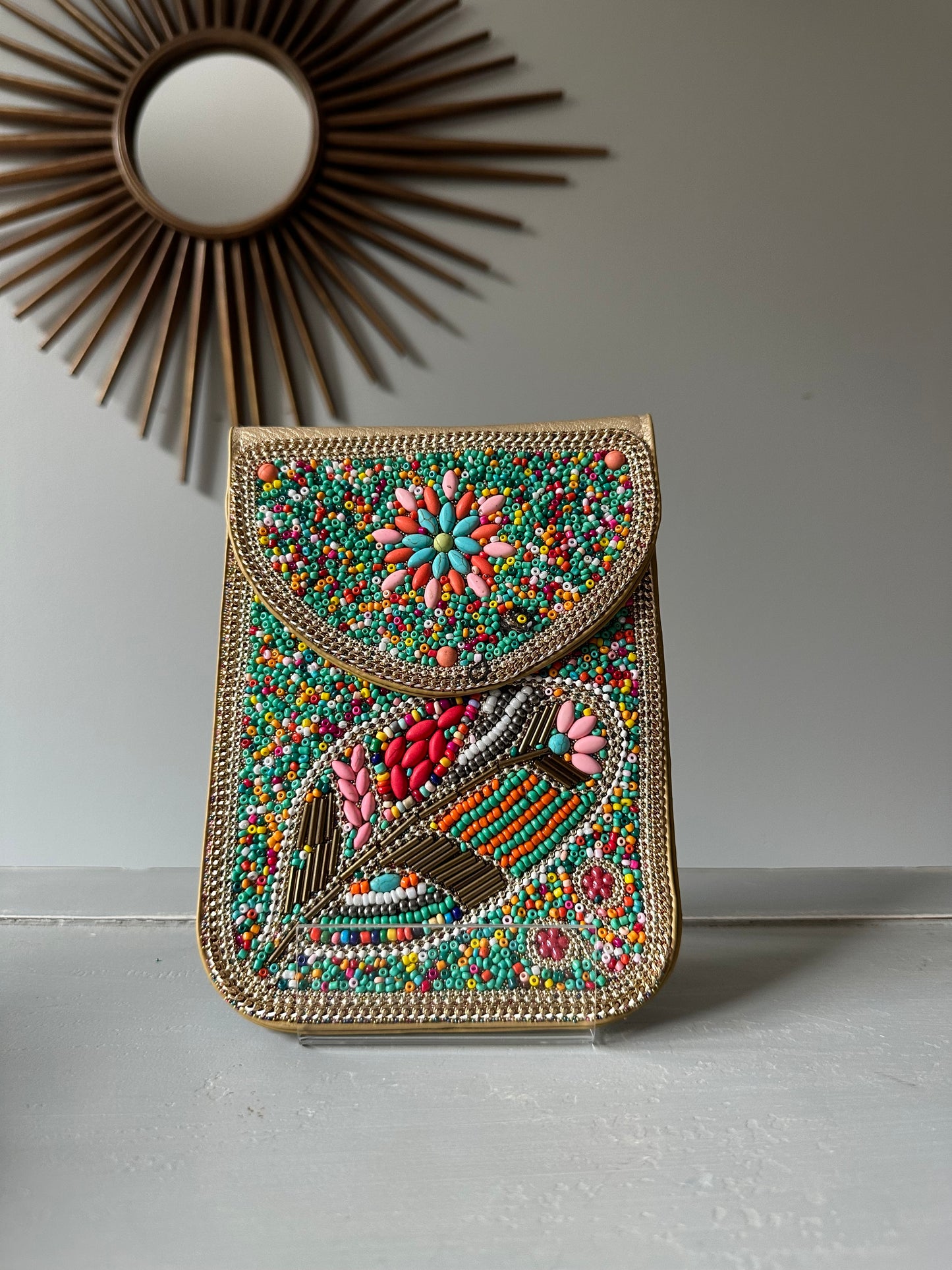 Beaded Design Crossbody Travel Bag