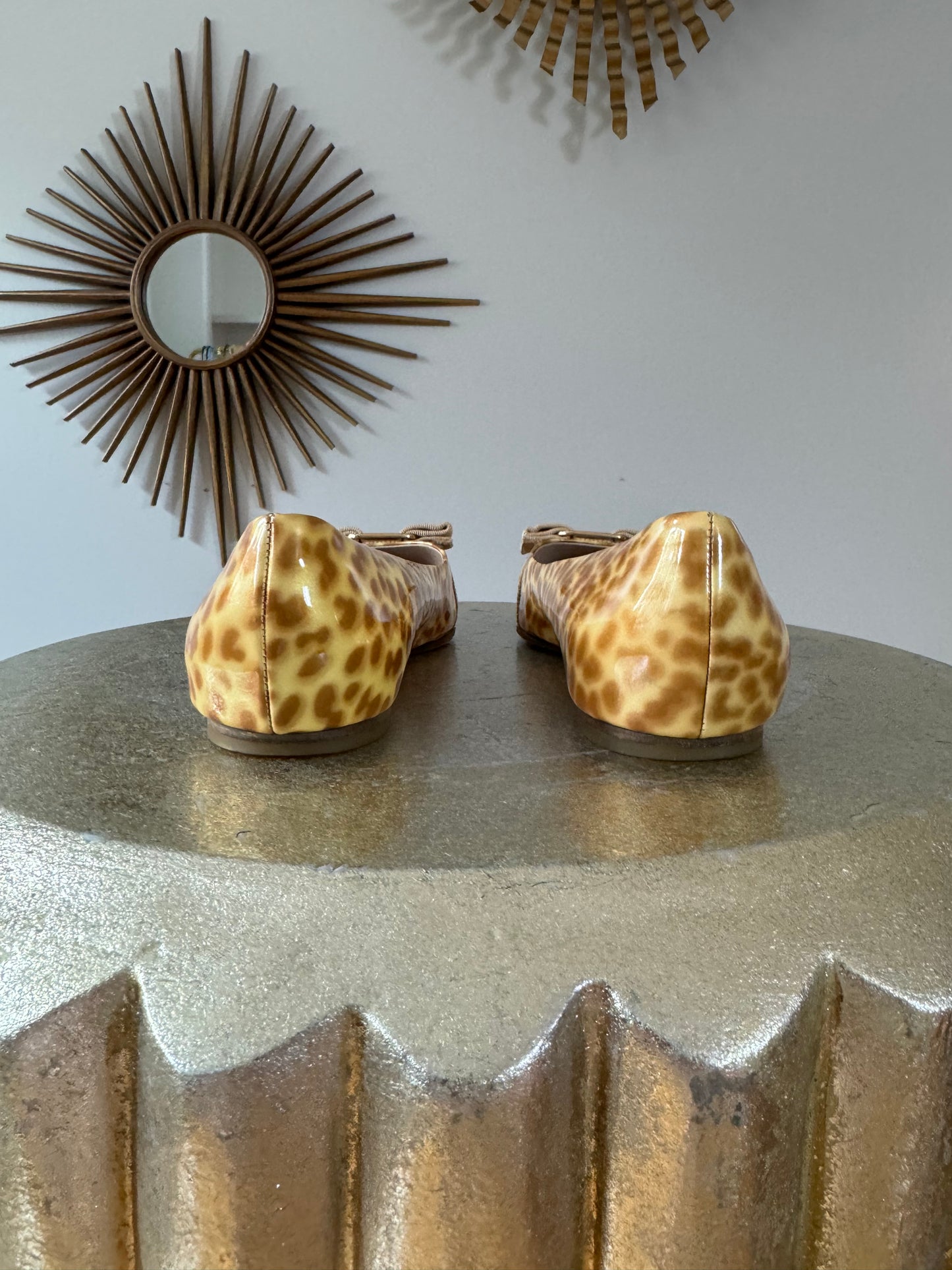 Salvatore Ferragamo - Patent Leather Animal Print Varina Ballet Flats