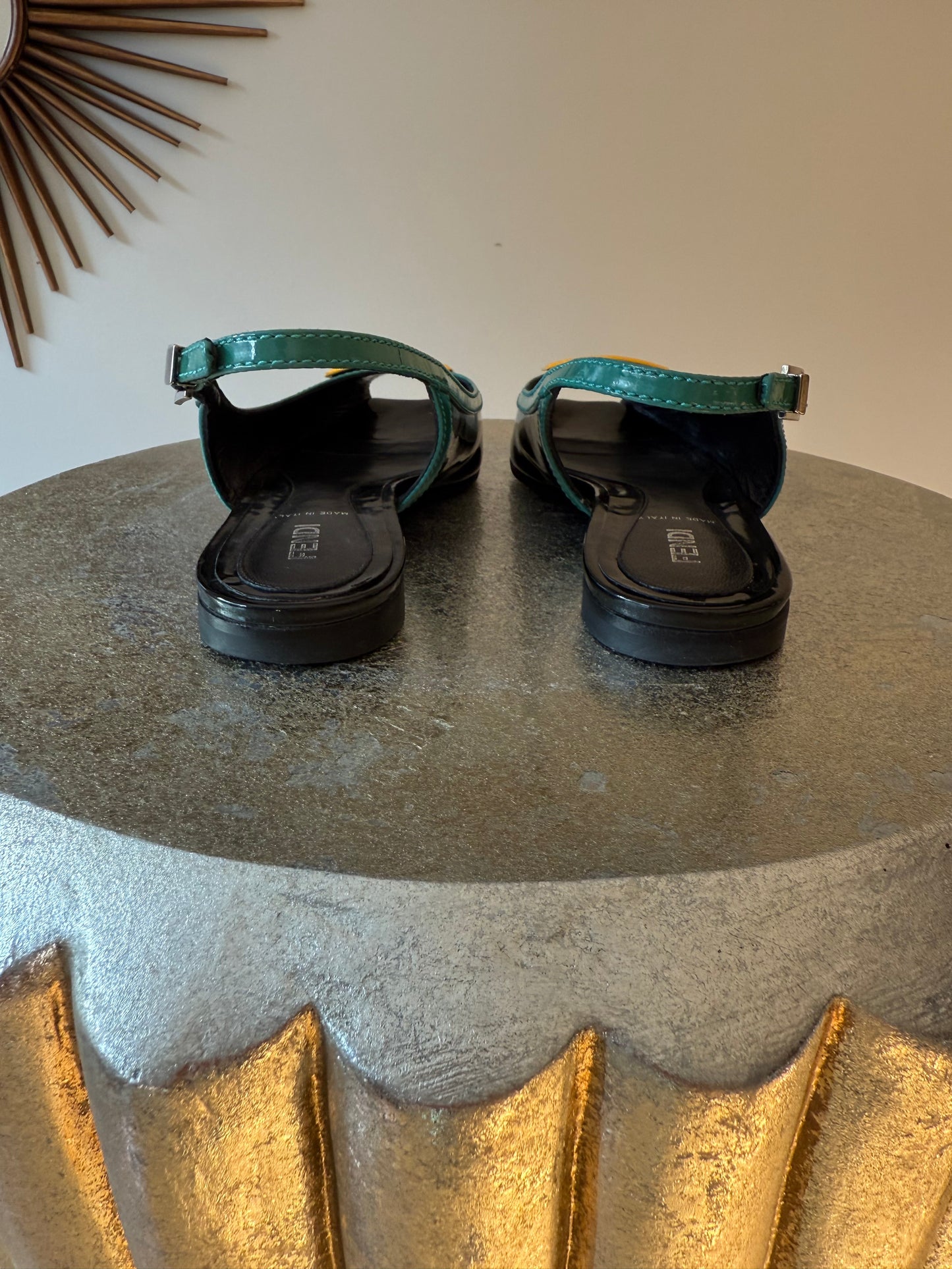 FENDI - Black Slingback Peeptoe Flats