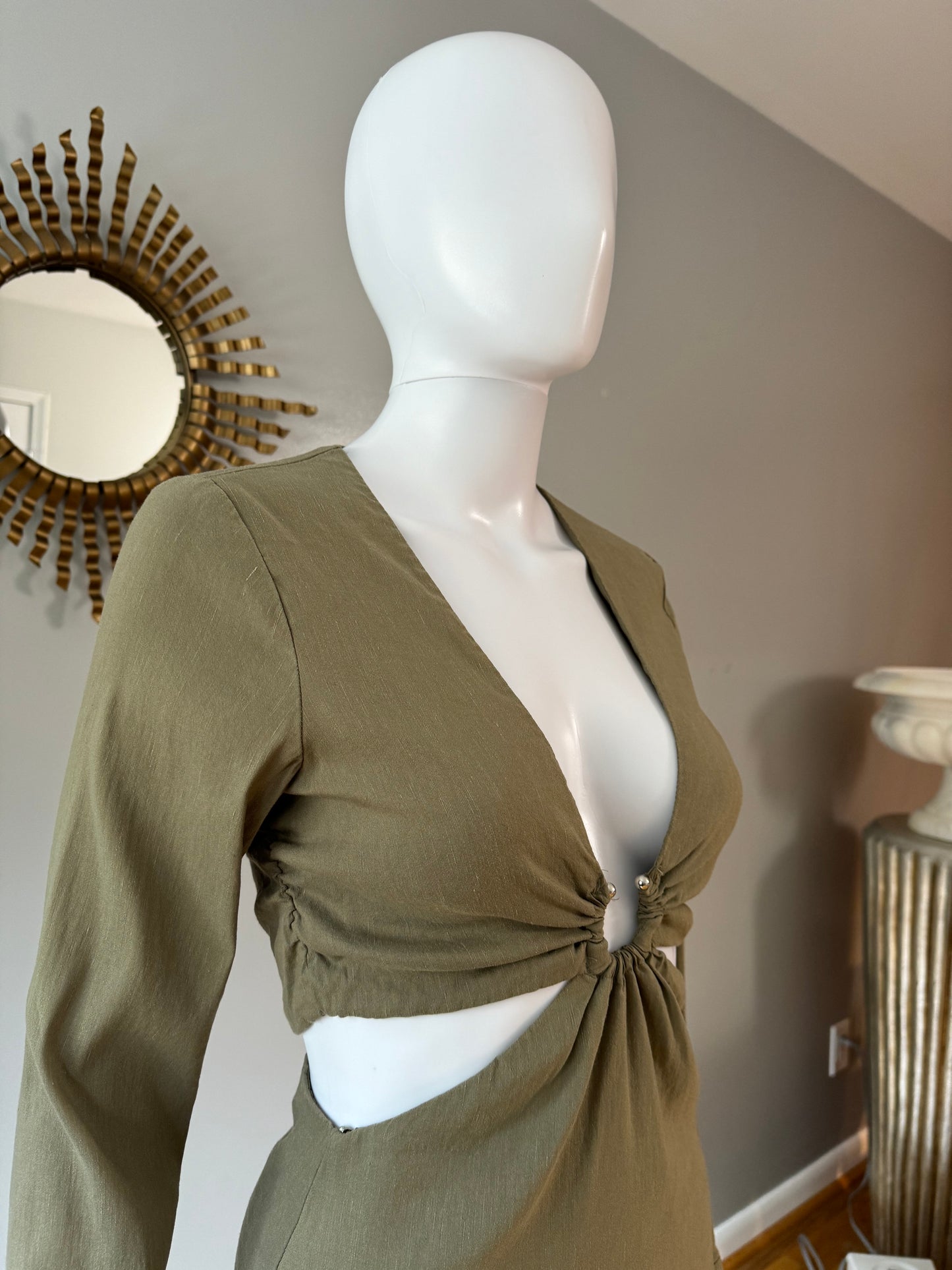 ZARA - Green Deep V Mini Dress