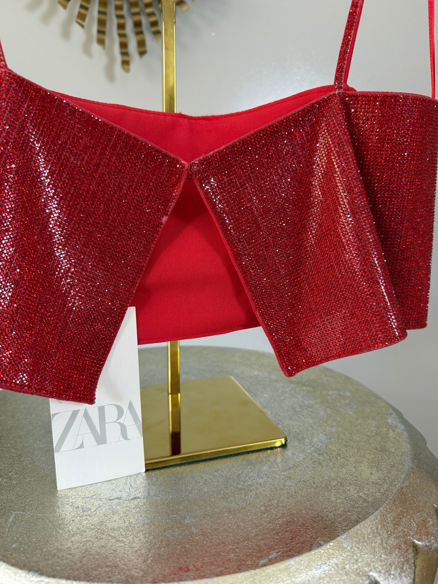 ZARA - Red Rhinestone Crop Top
