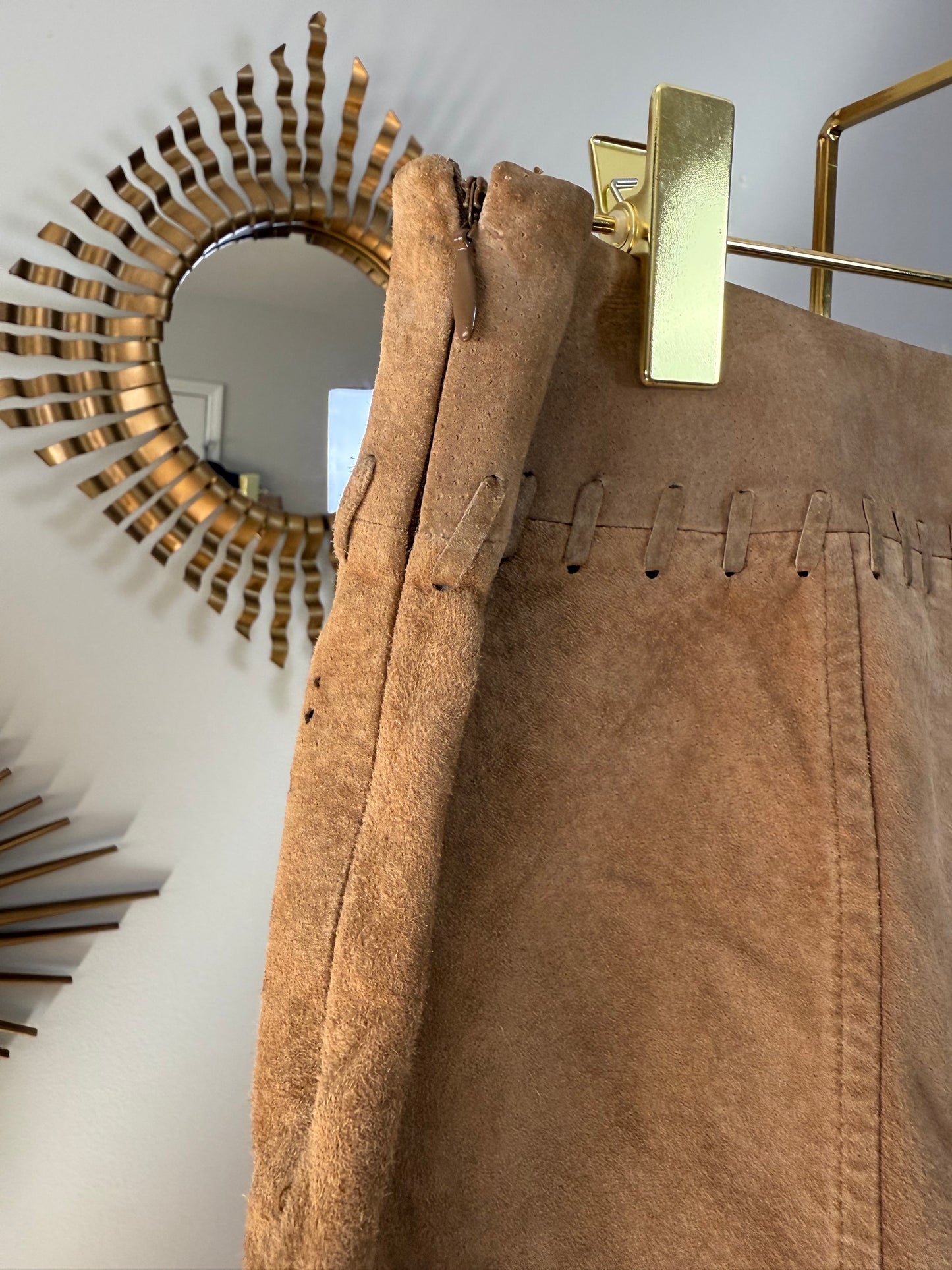 Be - Tan Leather LaserCut Pants
