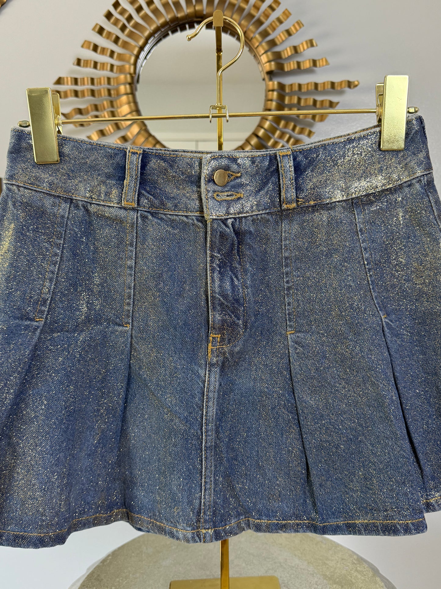 ZARA - Blue Denim Mini Skirt w/ Gold Accents