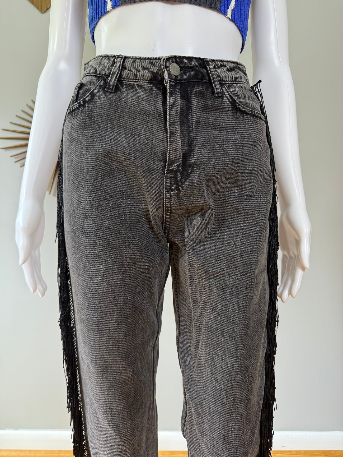 Nasty Gal - Black Fringe Jeans