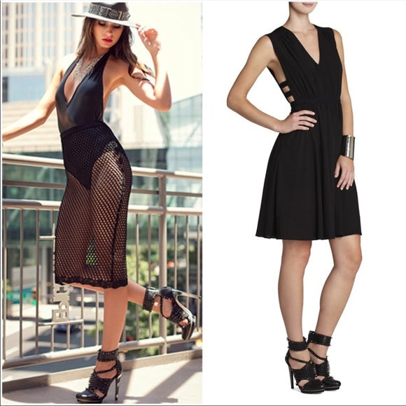 BCBGMAXAZRIA - Black Snake Embossed Spiked Vamp Pumps