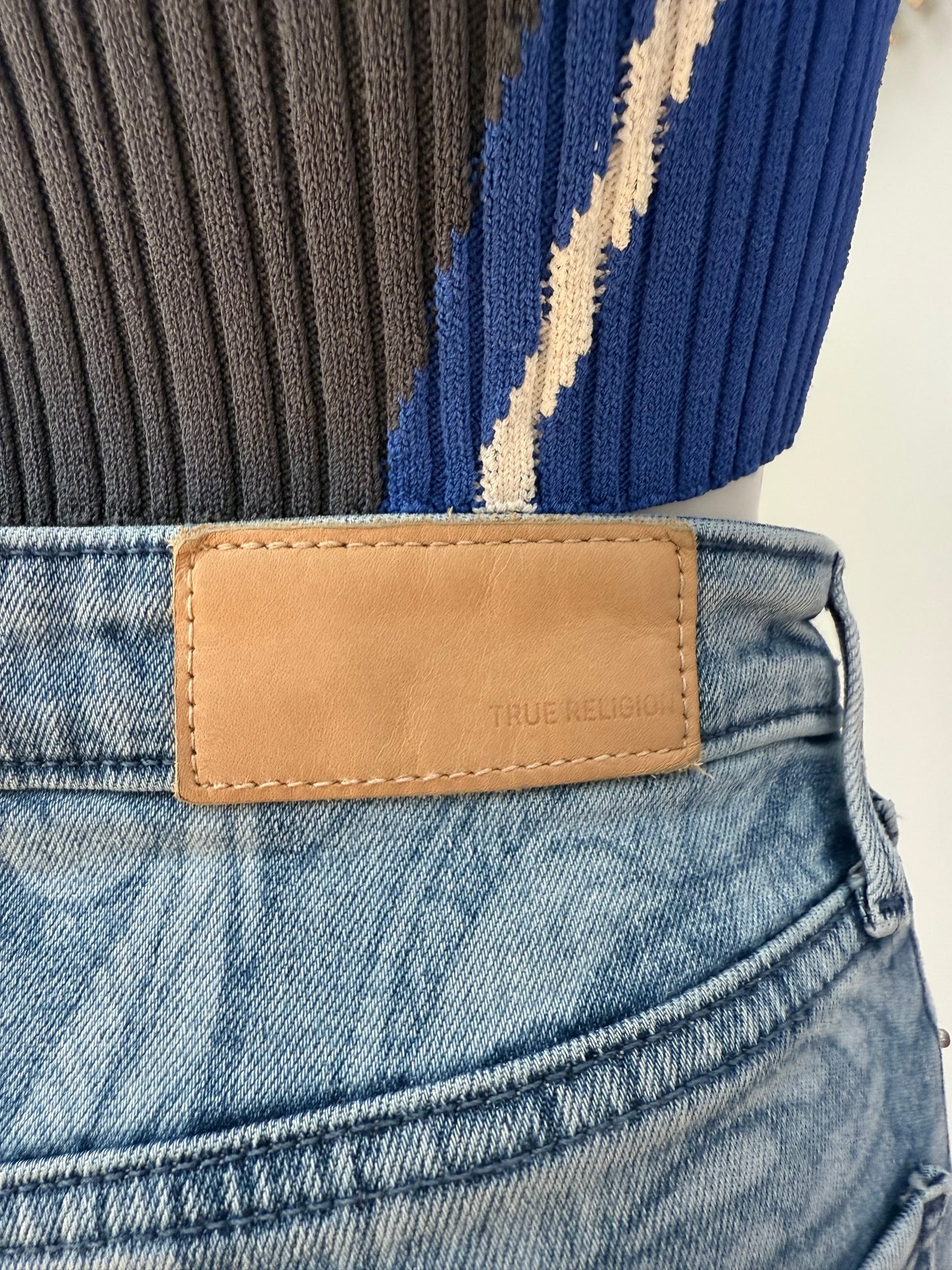 True Religion - Blue Floral Flare Jeans