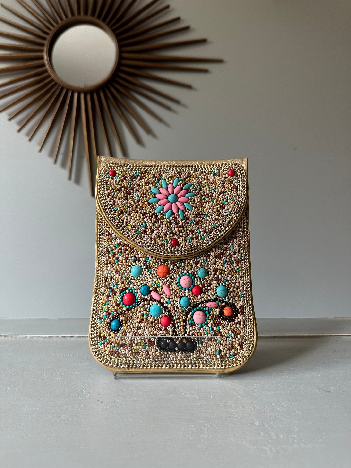 Beaded Design Crossbody Travel Bag