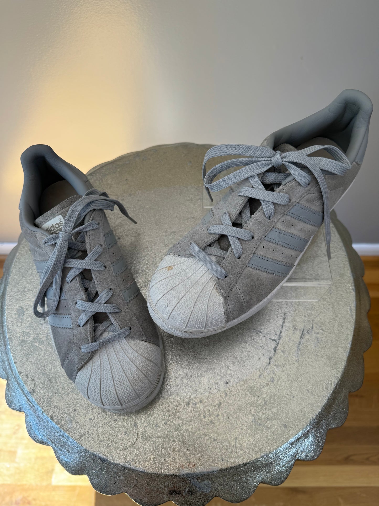 Adidas - Grey Suede Superstar Sneakers-Chic Couture Closet ATL