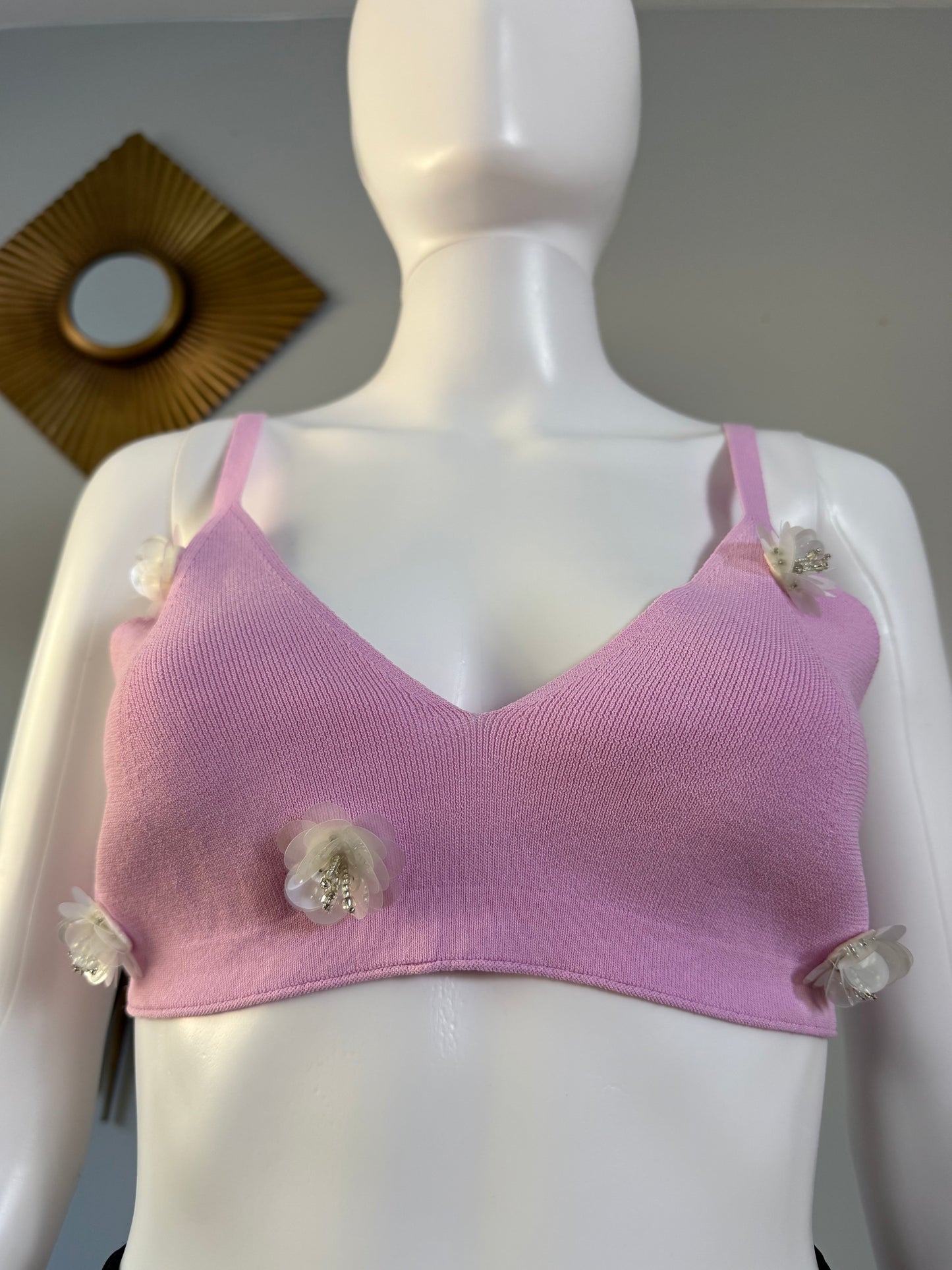 Zara - Pink Crop Top w/ Flowers
