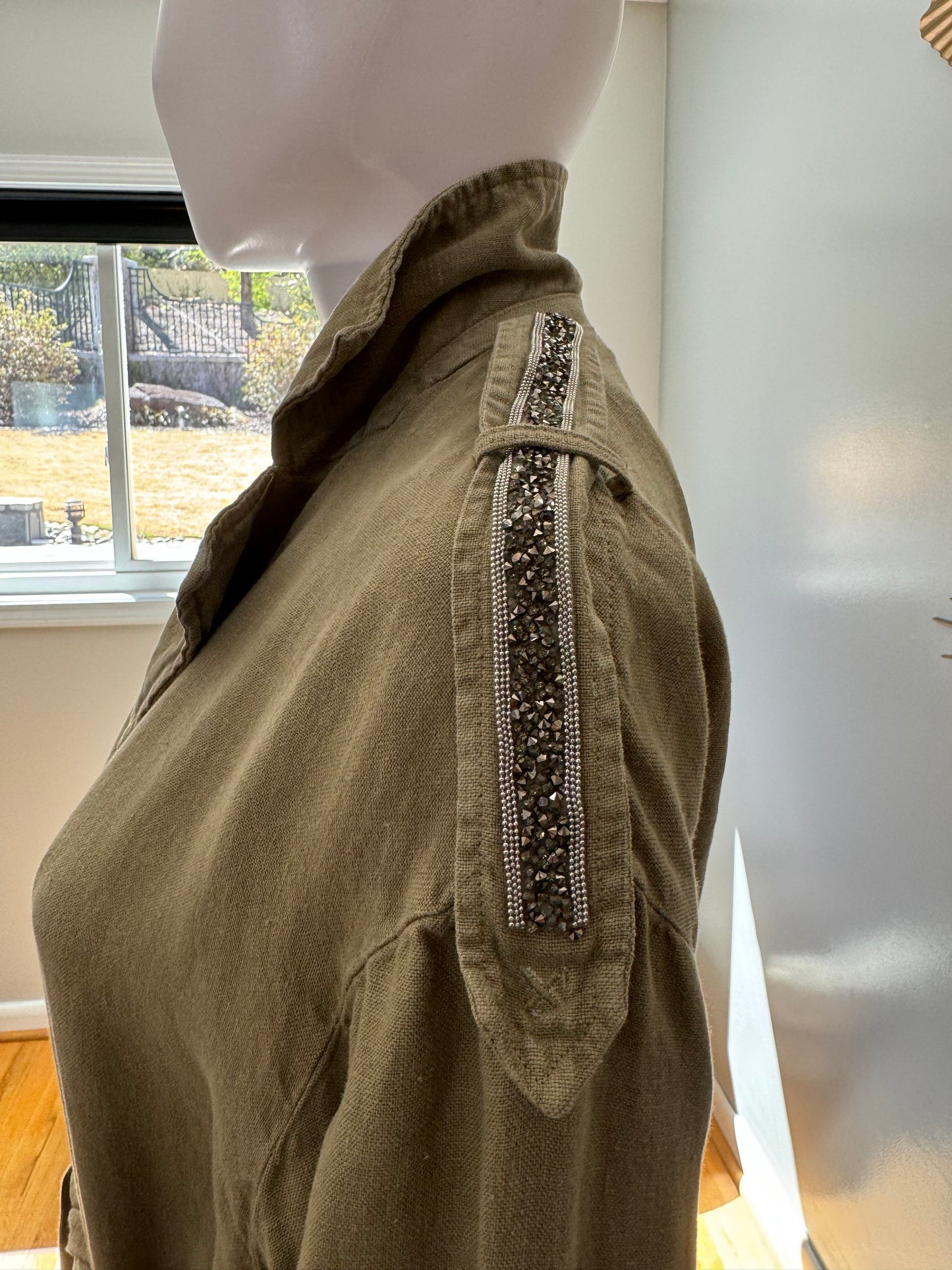 ZARA - Khaki Green Linen Trench Jacket