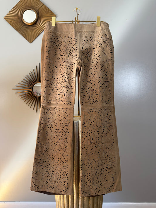 Be - Tan Leather LaserCut Pants