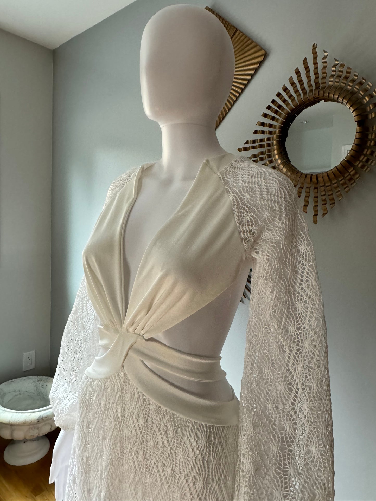 SHEIN - White Lace Cutout Maxi Dress