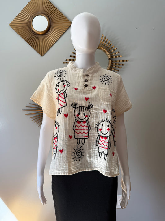 Happy Days Hand Embroidered Top