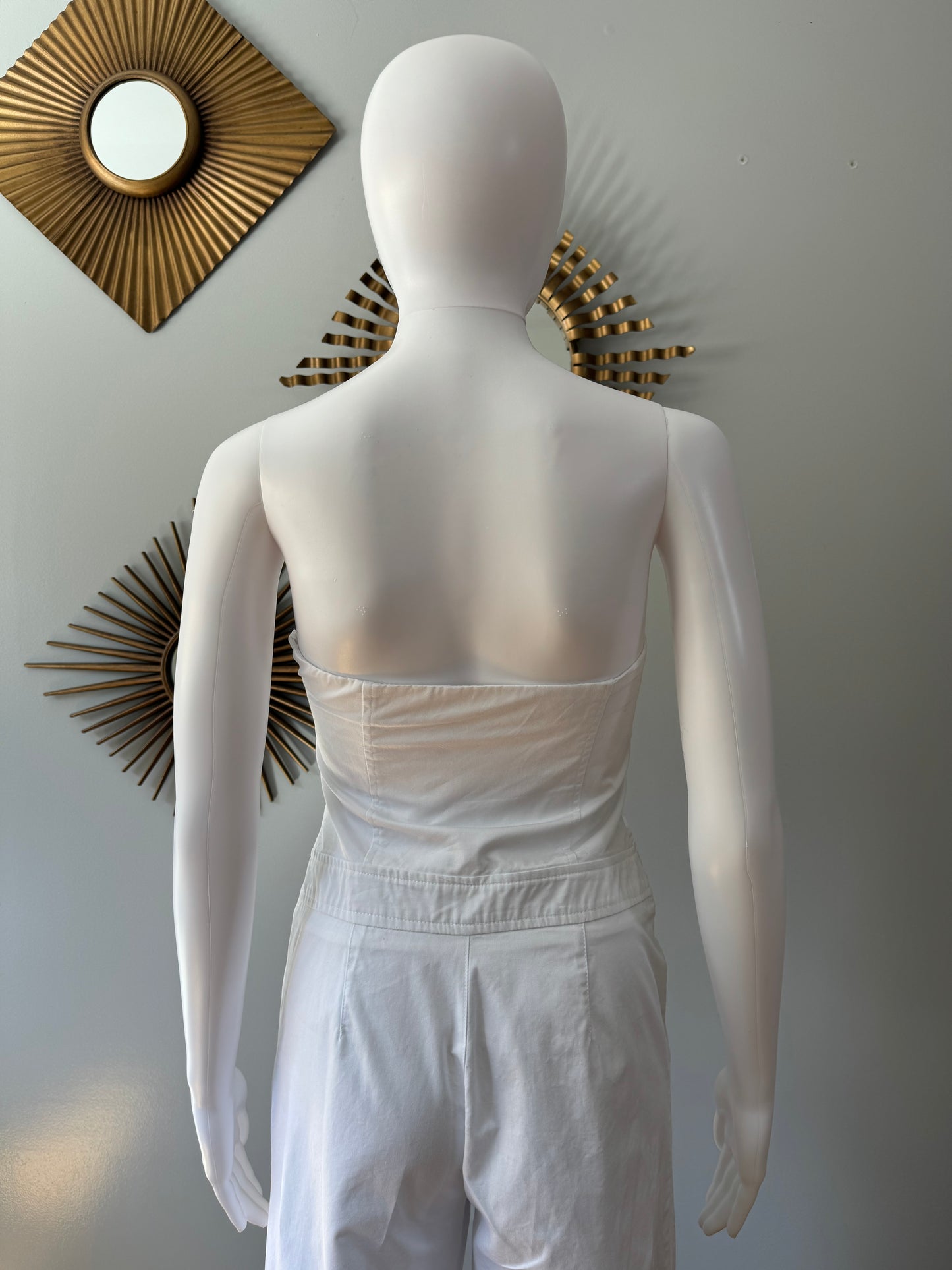 ZARA - White Strapless Cargo Jumpsuit