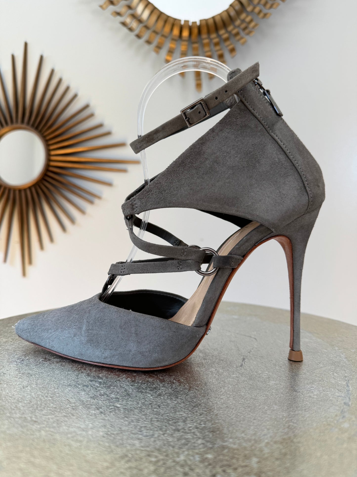 Schutz - Grey Dezi Suede Harness Heels