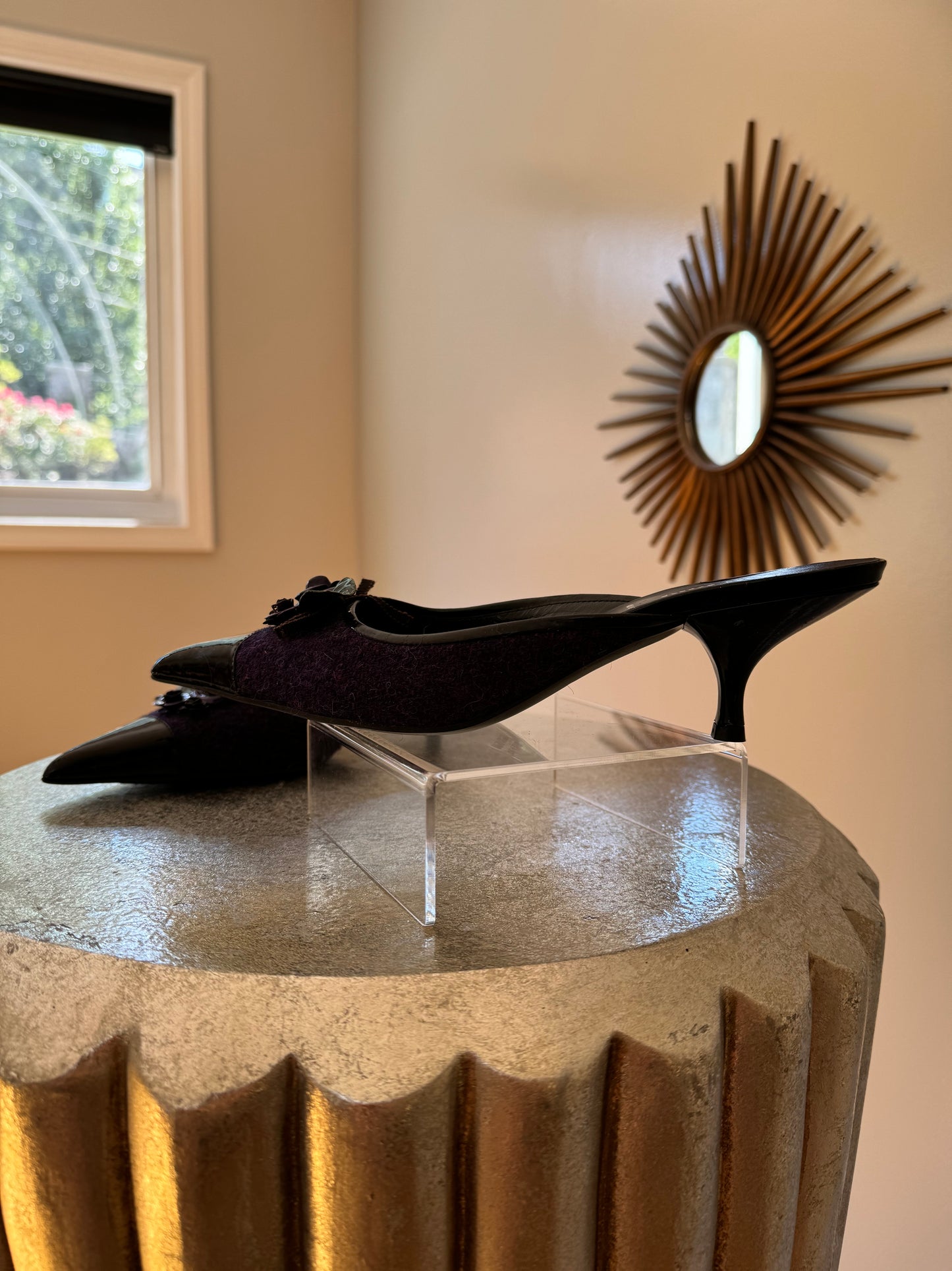 MIU MIU - Purple Rose Tweed Pointed Mules