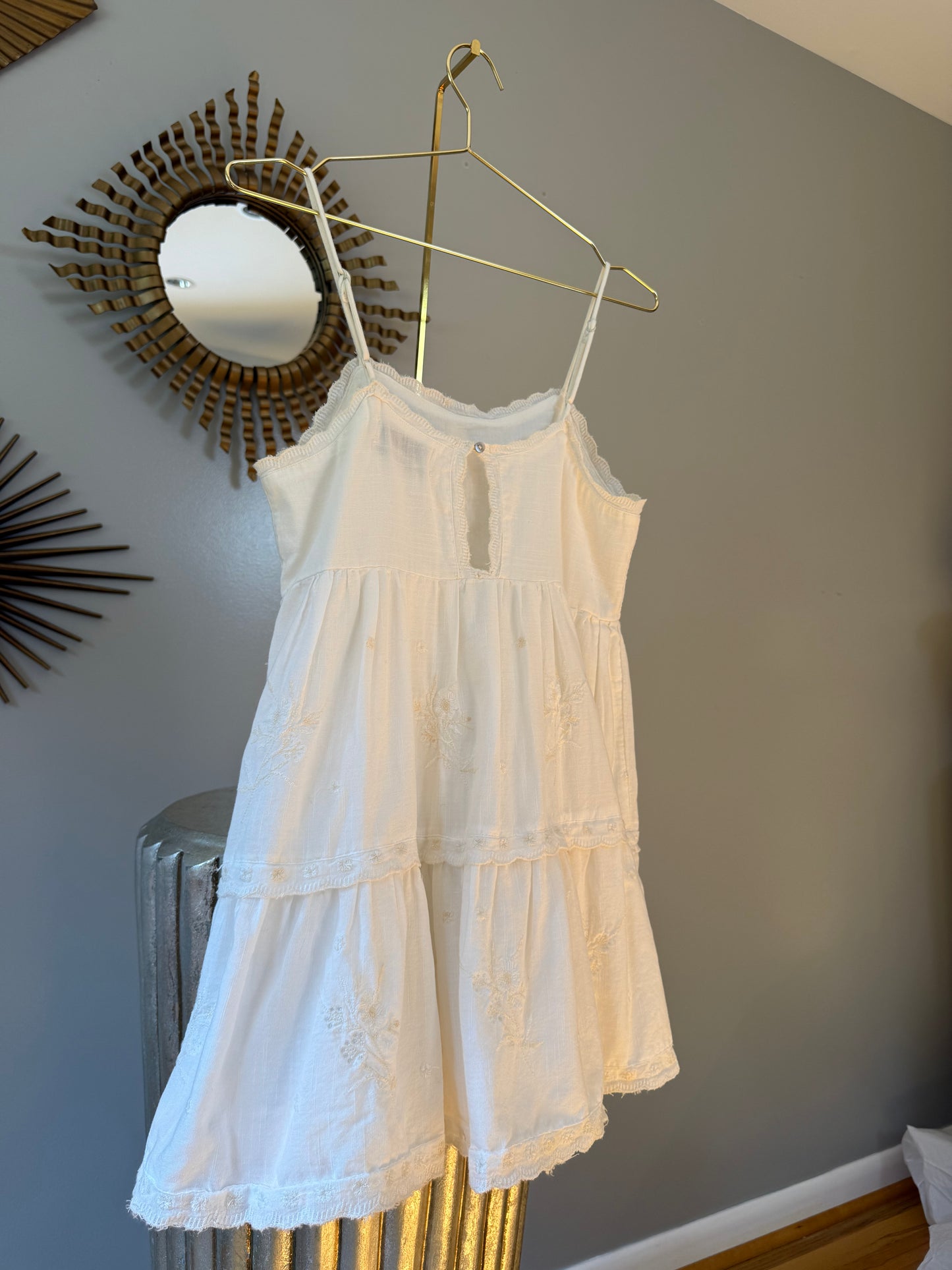 Urban Outfitters- Beige Hanna Embroidered Dress