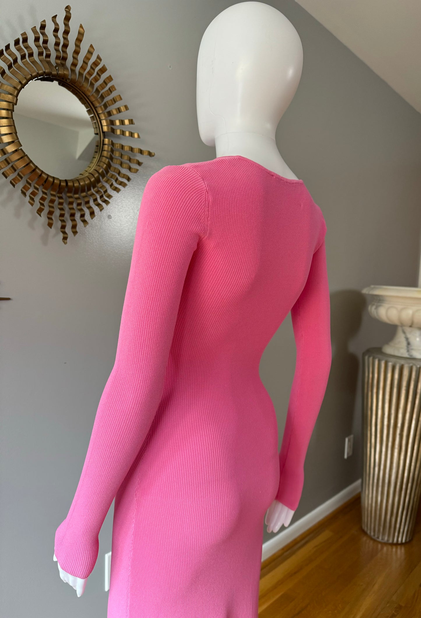 ZARA - Pink Front Keyhole Maxi Dress