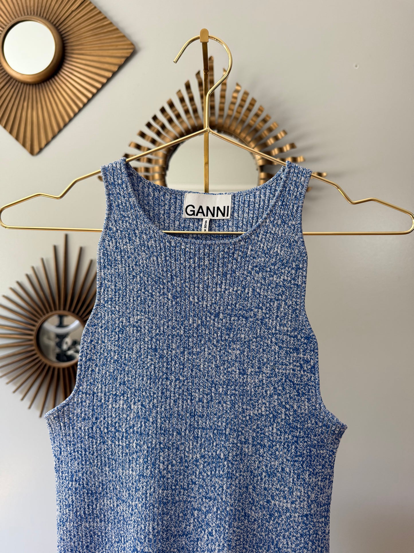 GANNI - Blue Daphne Knit Sleeveless Top