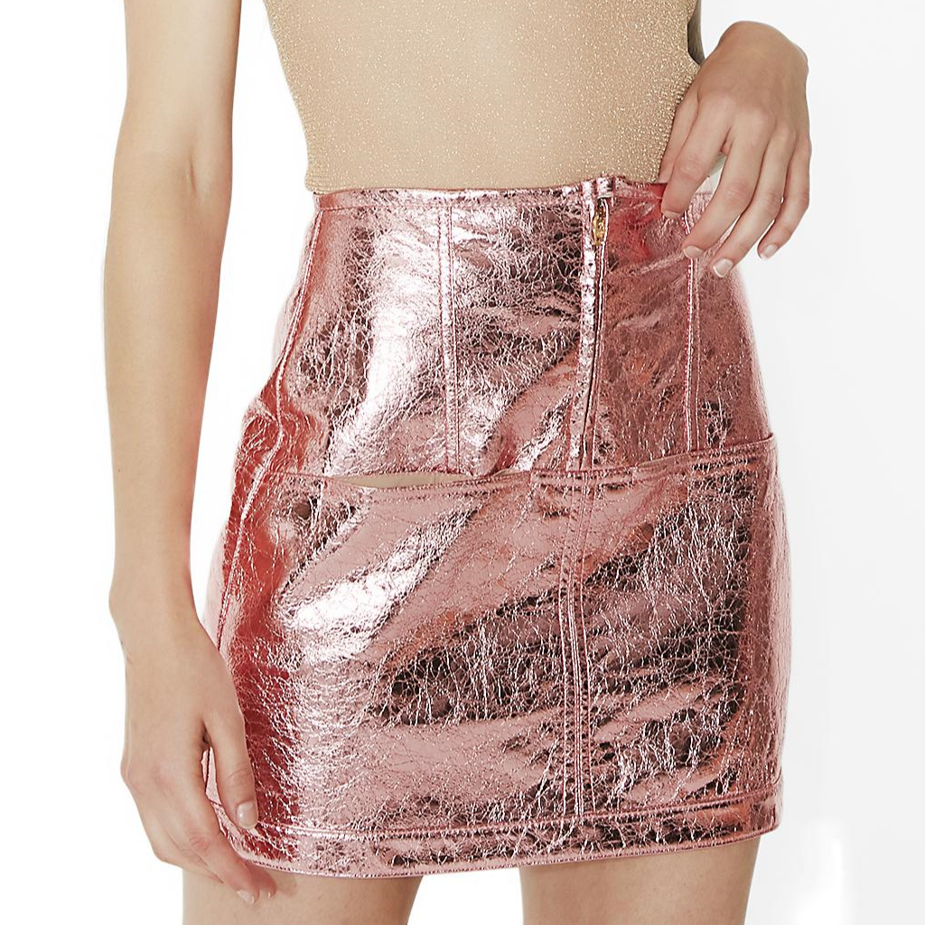 For Love & Lemons- Pink Luna Metallic Mini Skirt