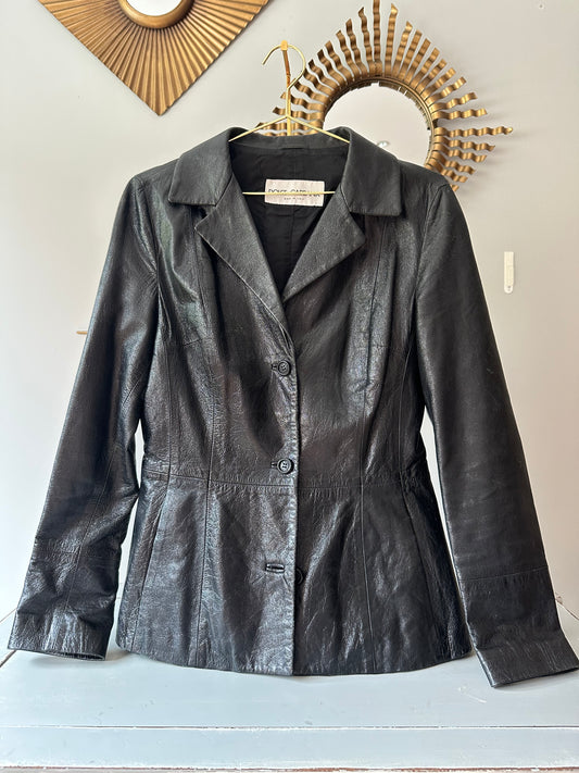 Dolce & Gabbana - Vintage Black Leather 3 Button Blazer