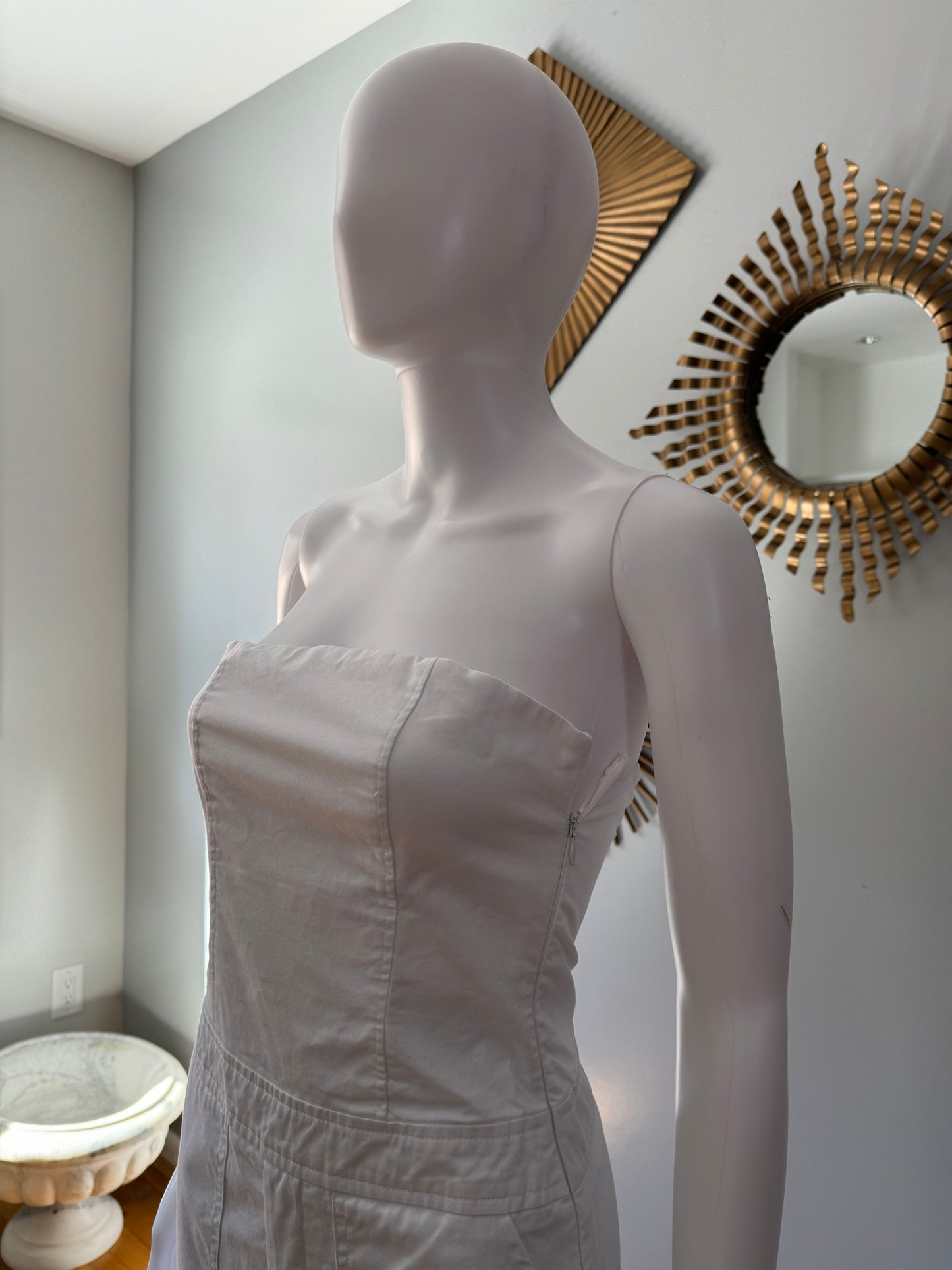 ZARA - White Strapless Cargo Jumpsuit