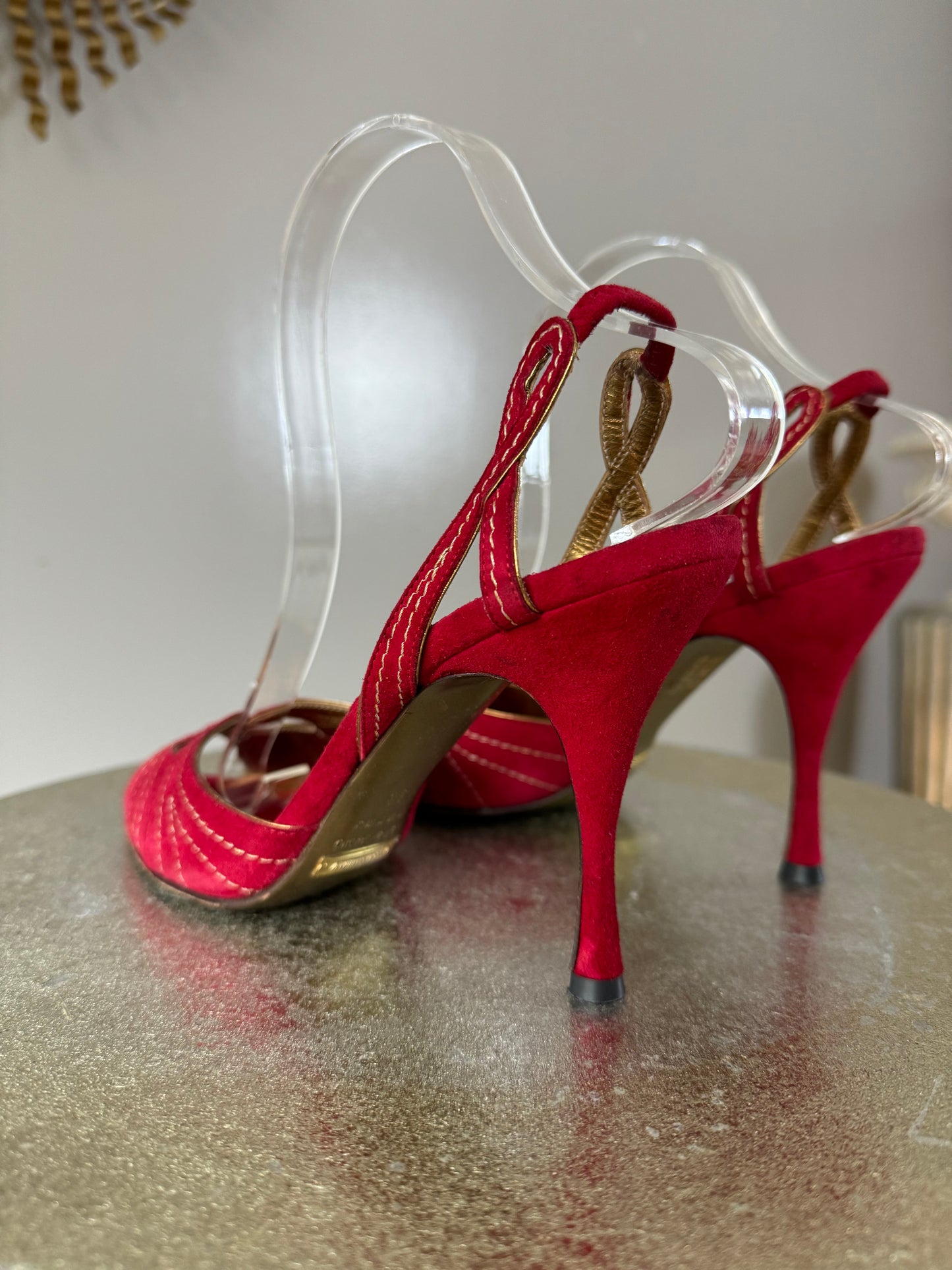 Dolce & Gabbana - Red Suede Slingback Sandals