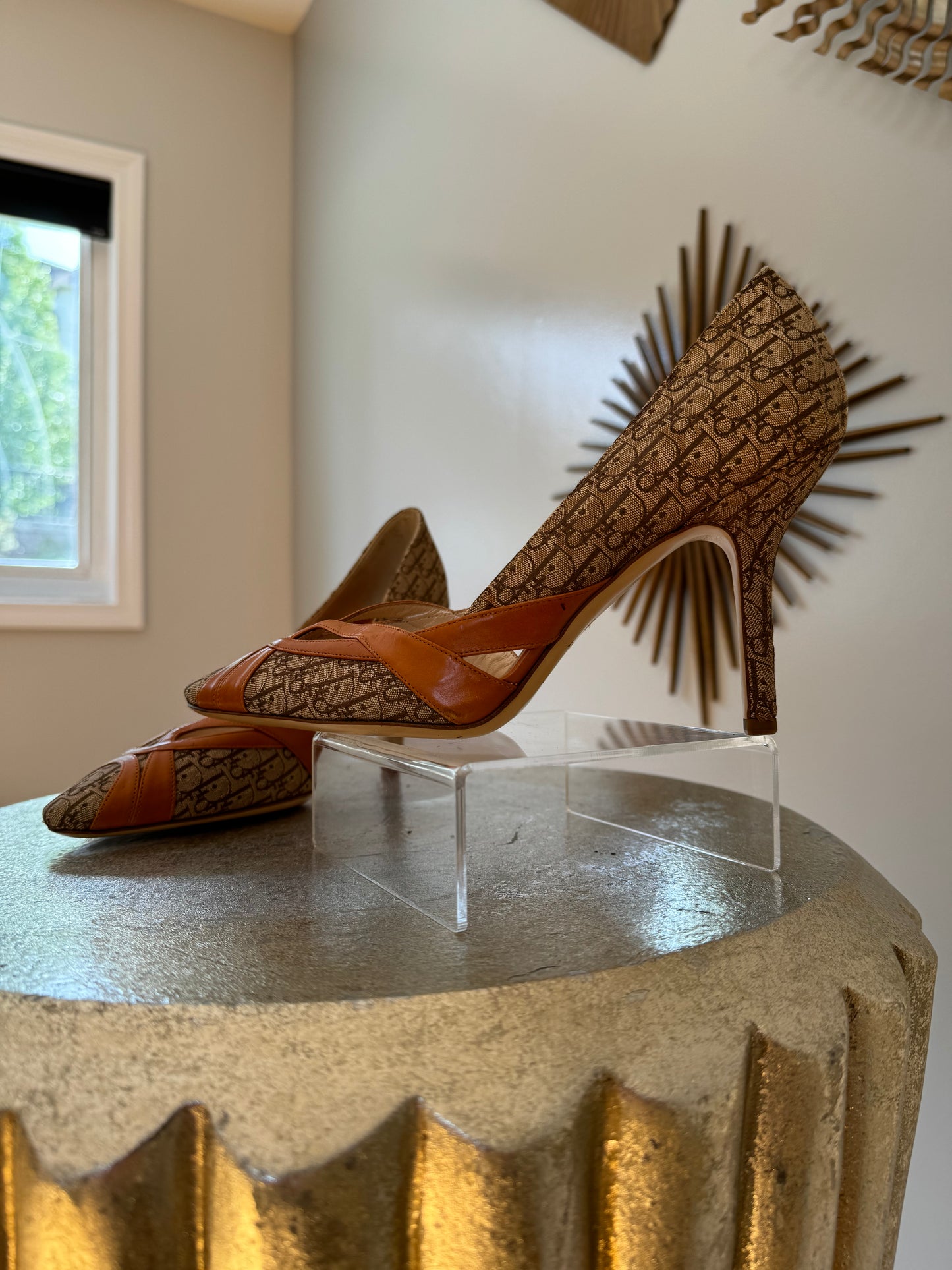 Dior - Brown Diorissimo Canvas & Leather Trim Pumps