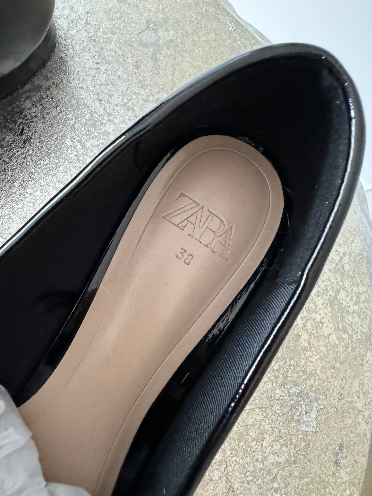 ZARA - Black Bow Patent Leather Loafers