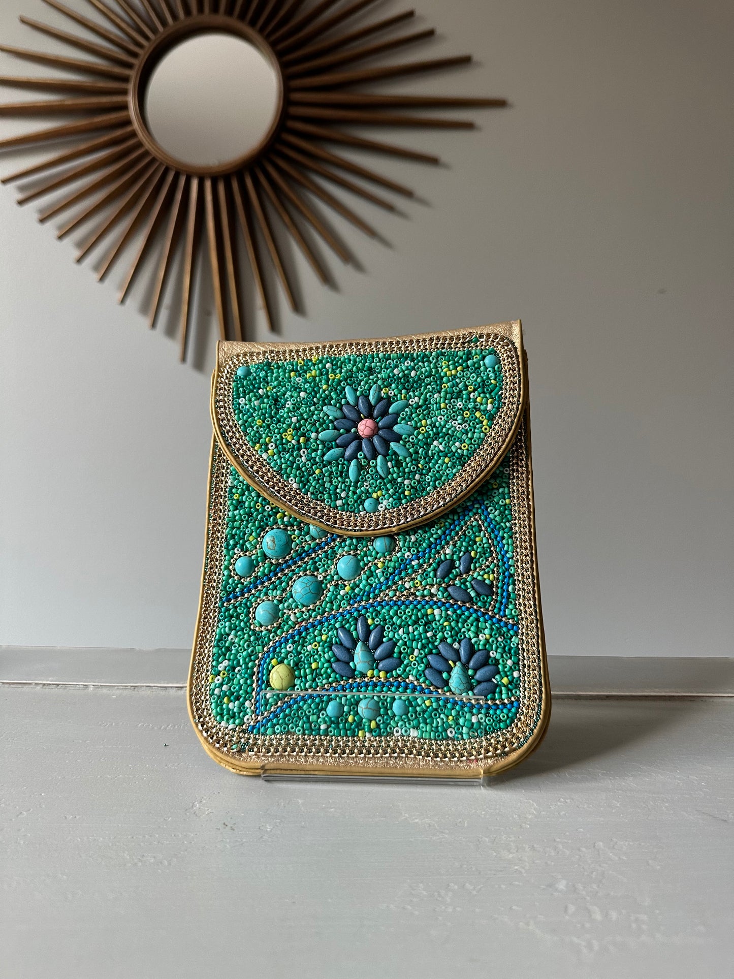 Beaded Design Crossbody Travel Bag