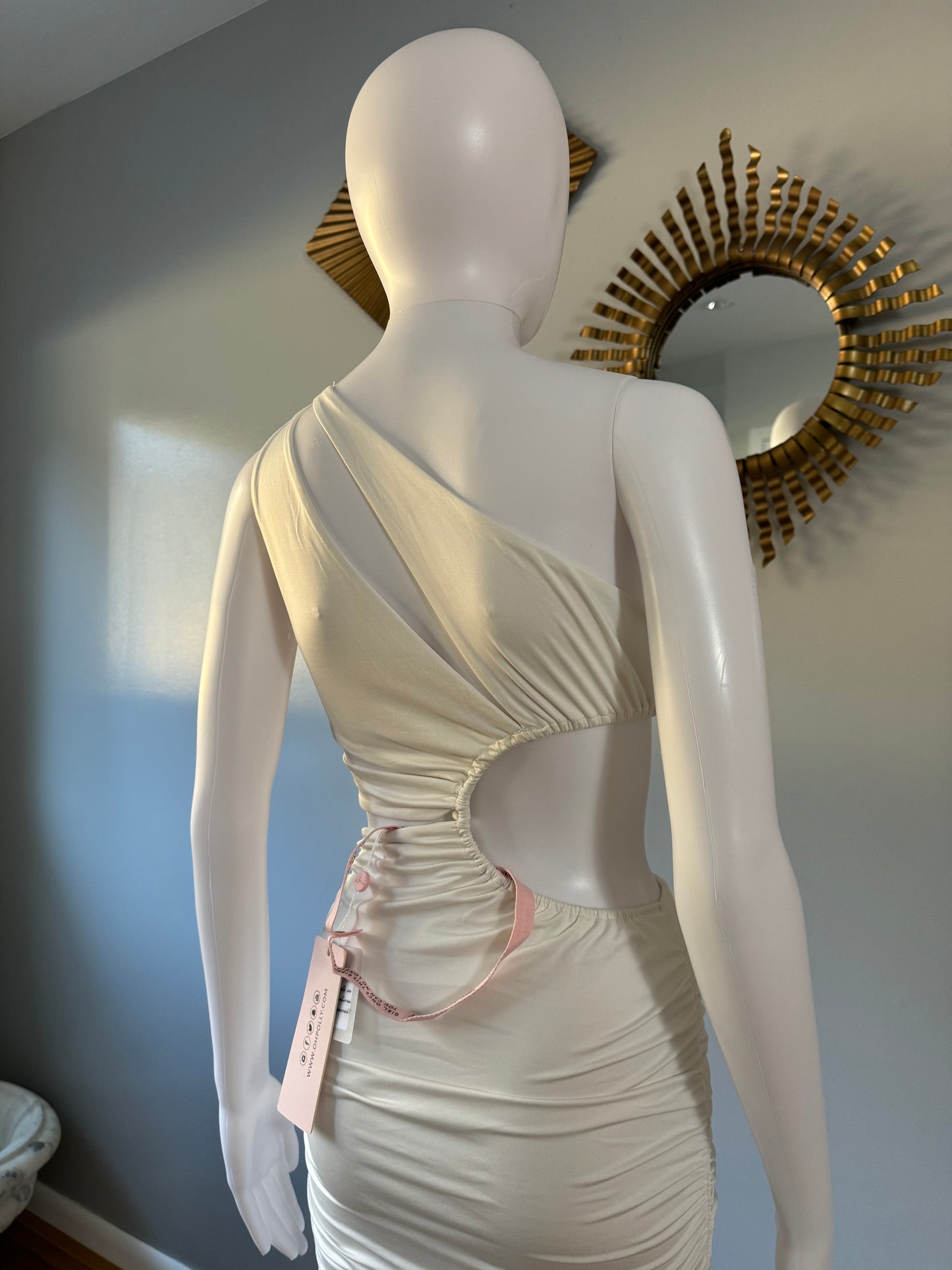 Oh Polly - Ivory One Shoulder Dress w/ Cutouts