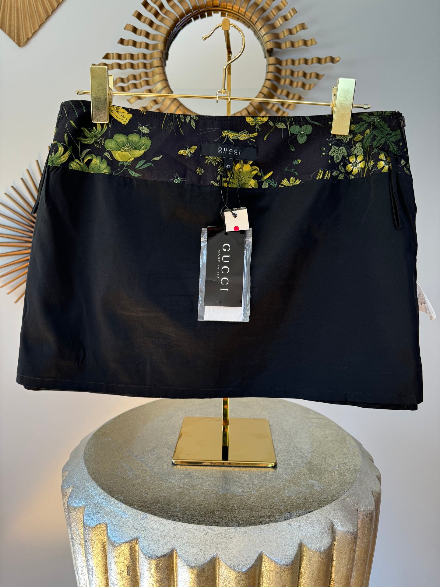 GUCCI - Black Pinstriped Pleated Mini Skirt