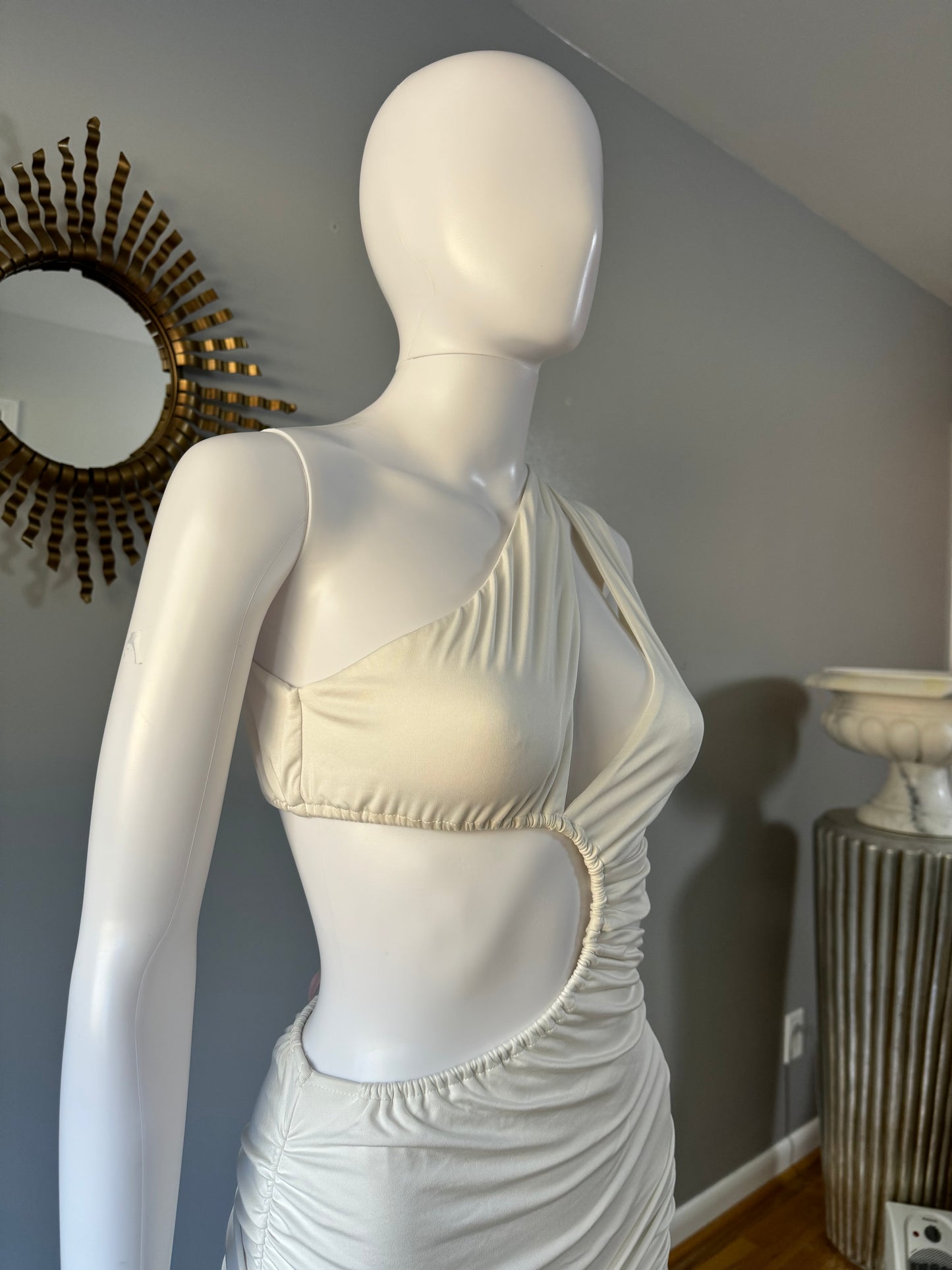 Oh Polly - Ivory One Shoulder Dress w/ Cutouts