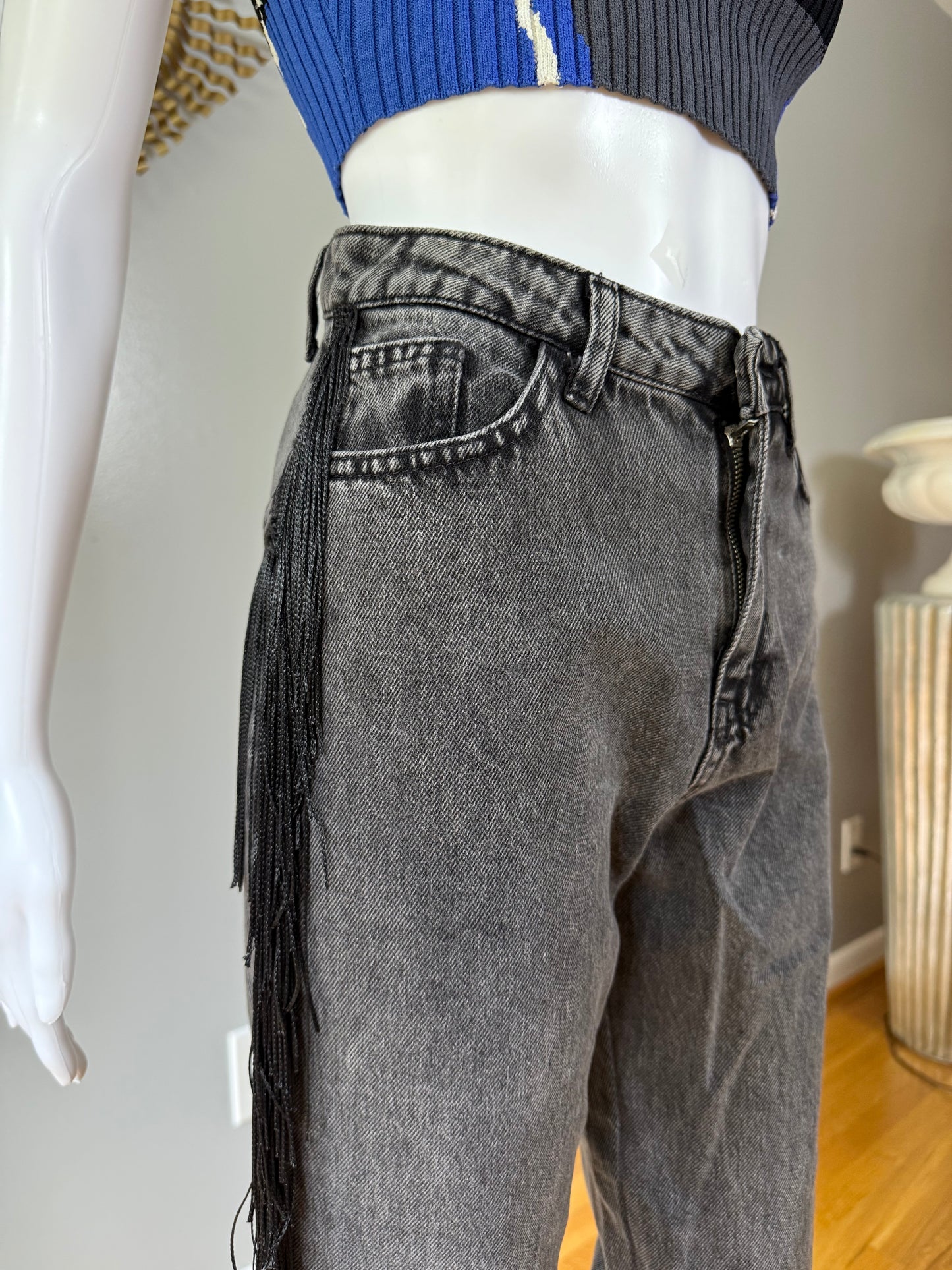 Nasty Gal - Black Fringe Jeans