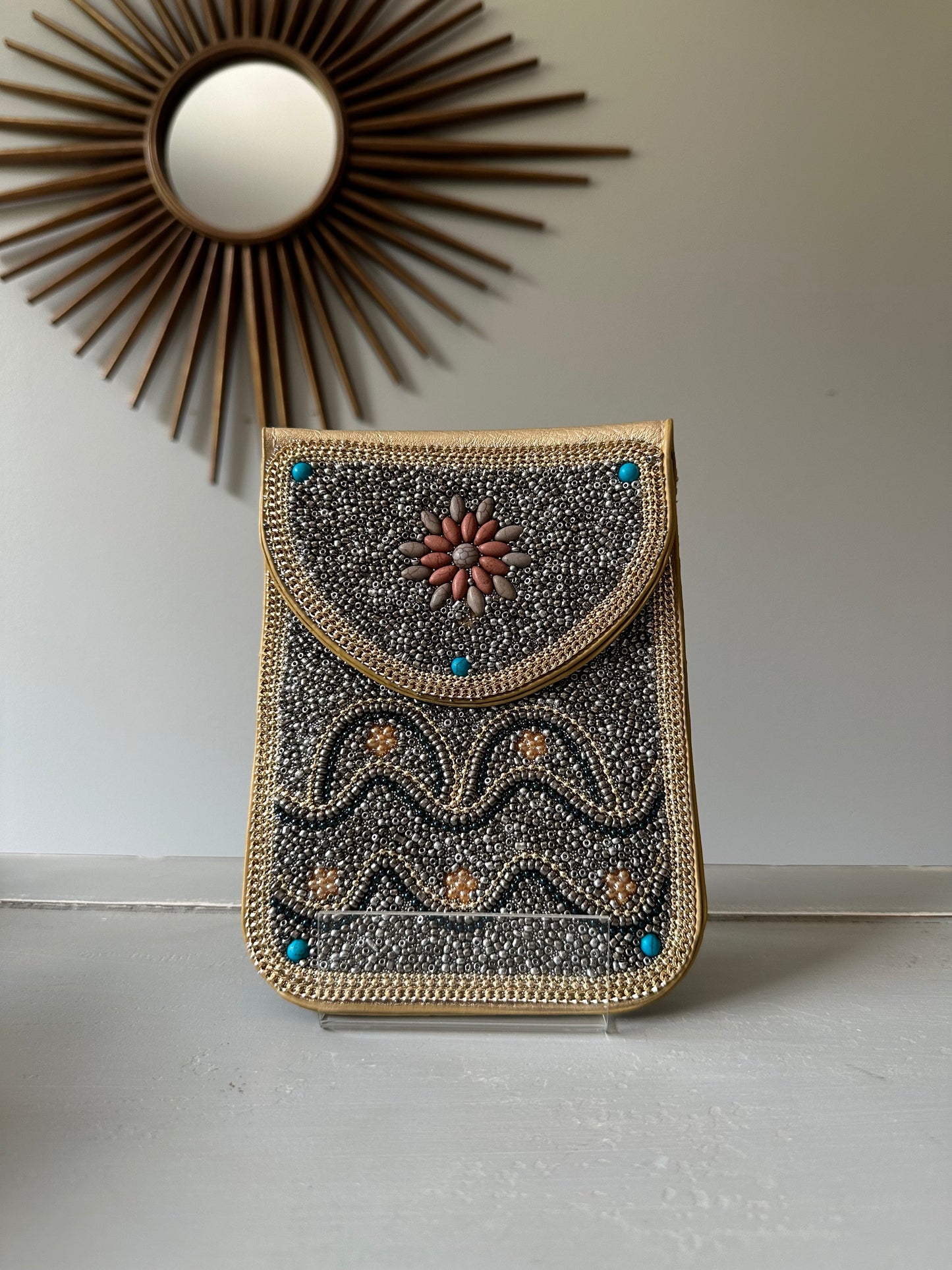 Beaded Design Crossbody Travel Bag
