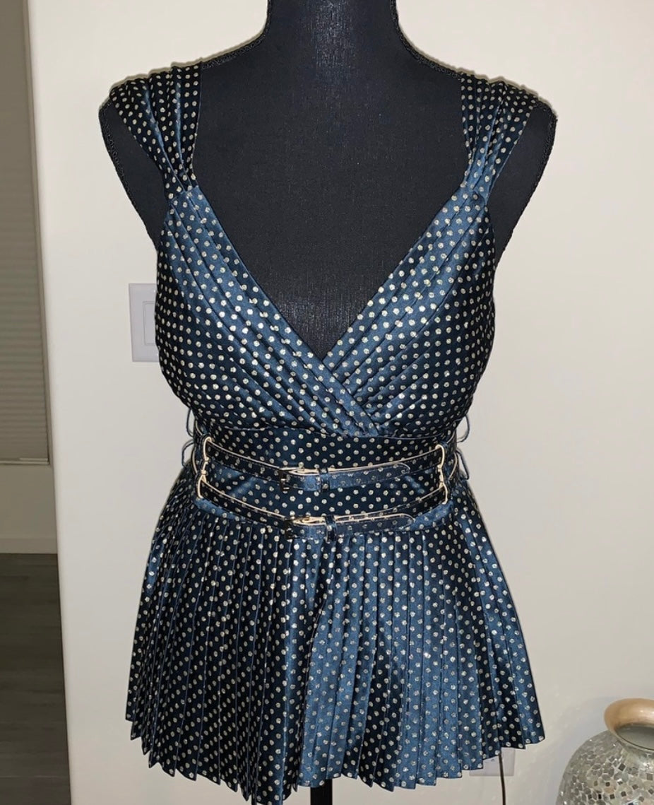 Adam Lippes - Green W/ Gold Polka Dots Top-Chic Couture Closet ATL