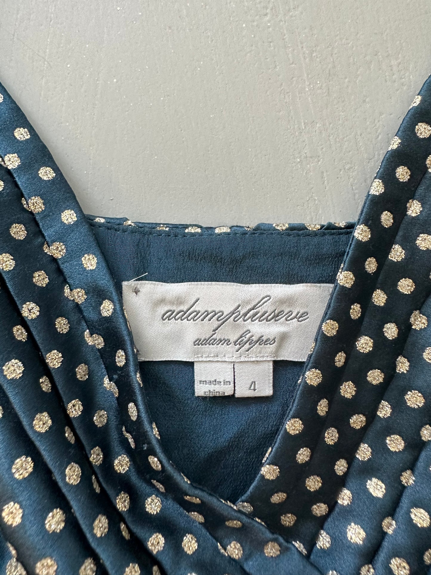 Adam Lippes - Green W/ Gold Polka Dots Top-Chic Couture Closet ATL