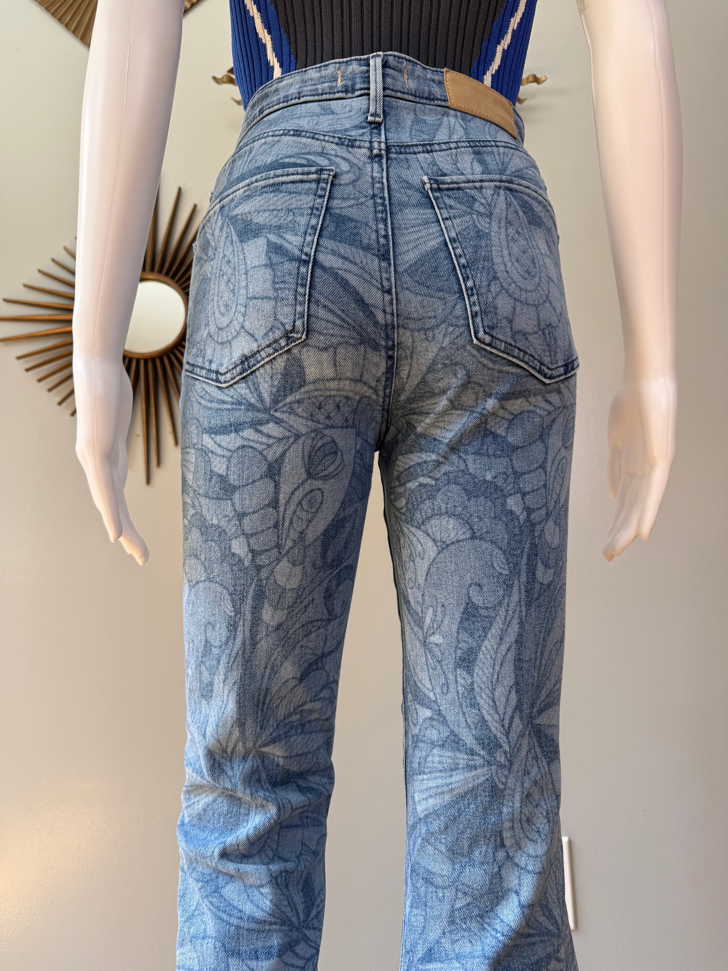 True Religion - Blue Floral Flare Jeans